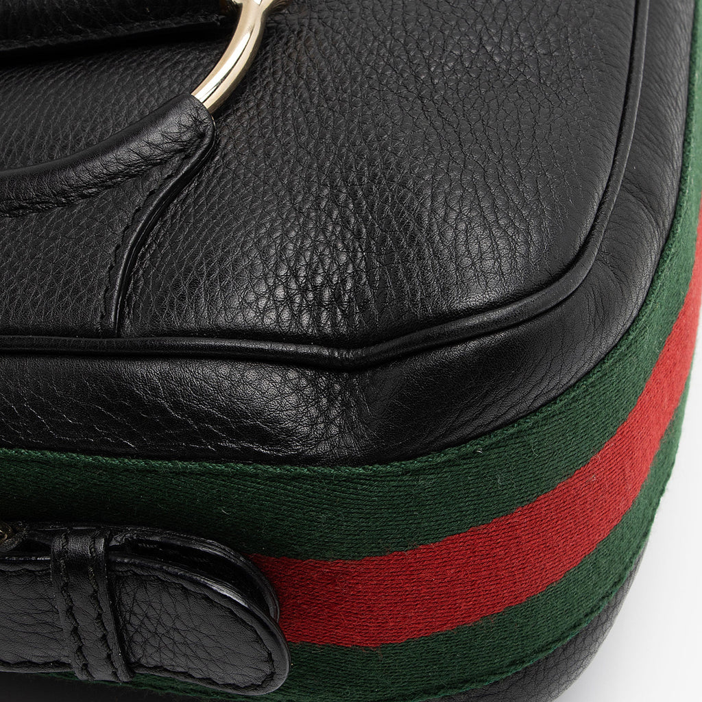 Gucci Leather Web Heritage Horsebit Large Hobo (SHF-yRvuke)