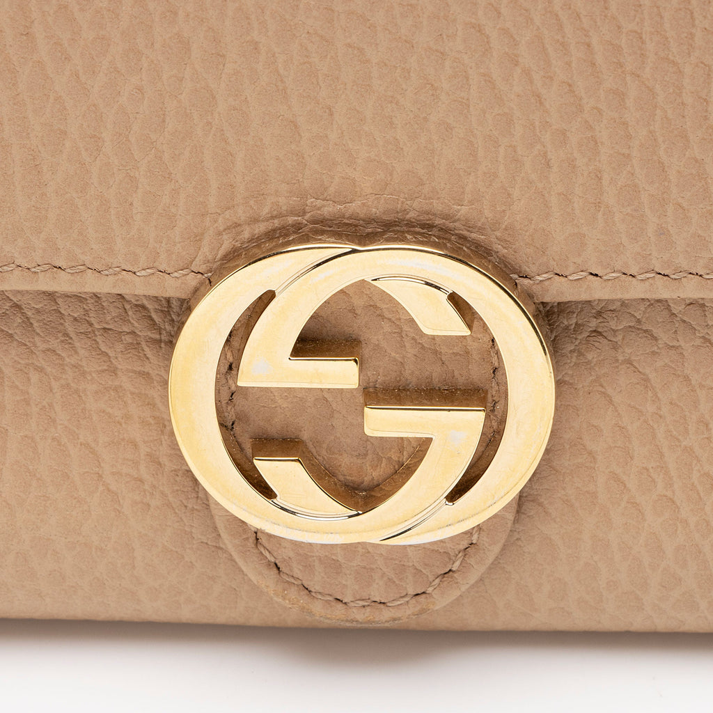Gucci Leather Interlocking G Continental Wallet