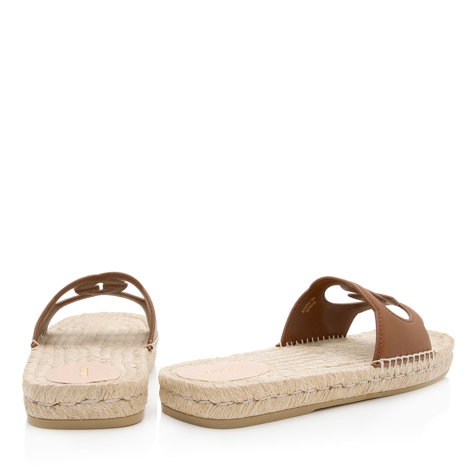 Gucci Leather Interlocking G Cutout Espadrille Slide Sandals - Size 10 / 40