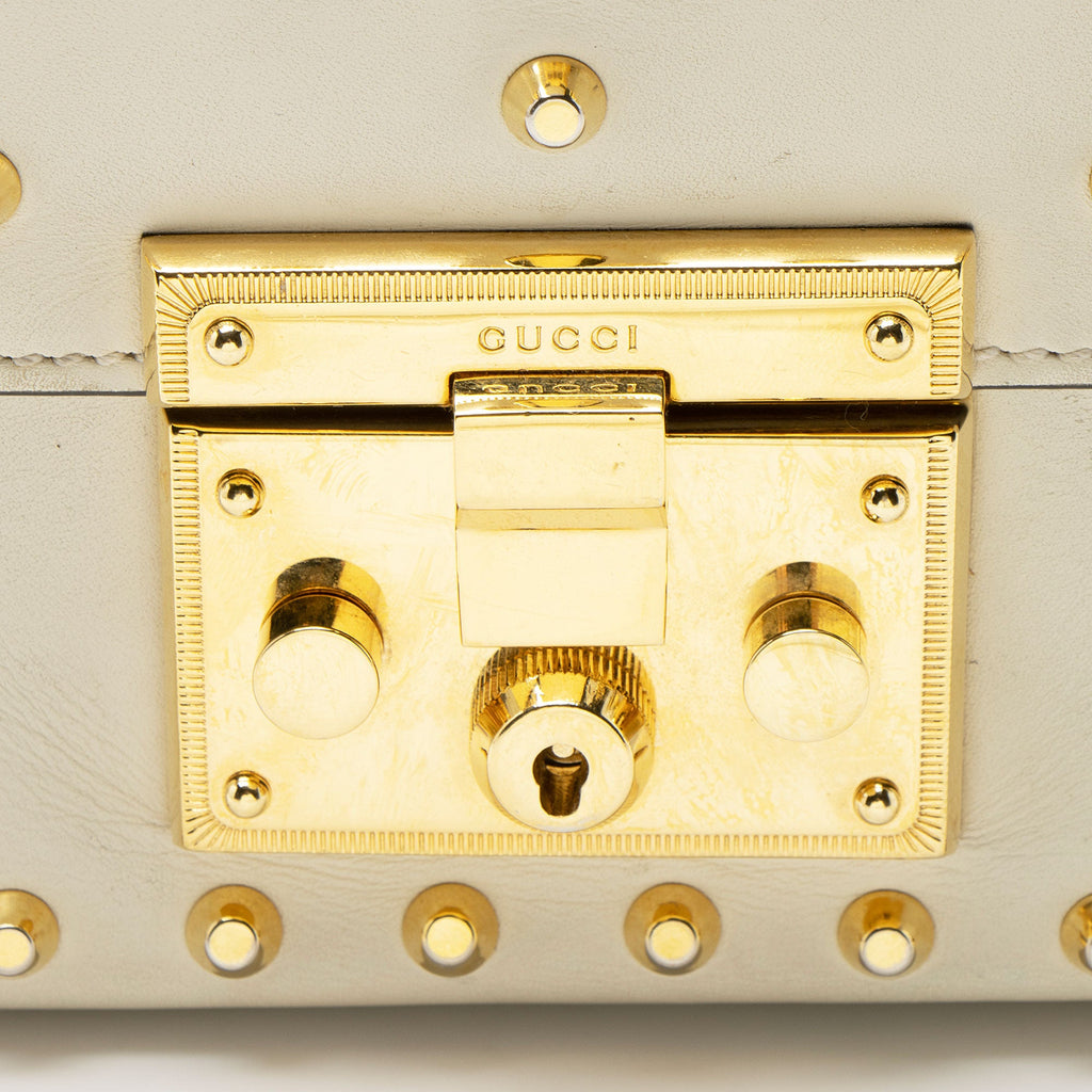 Gucci Leather Pearl Stud Padlock Small Shoulder Bag