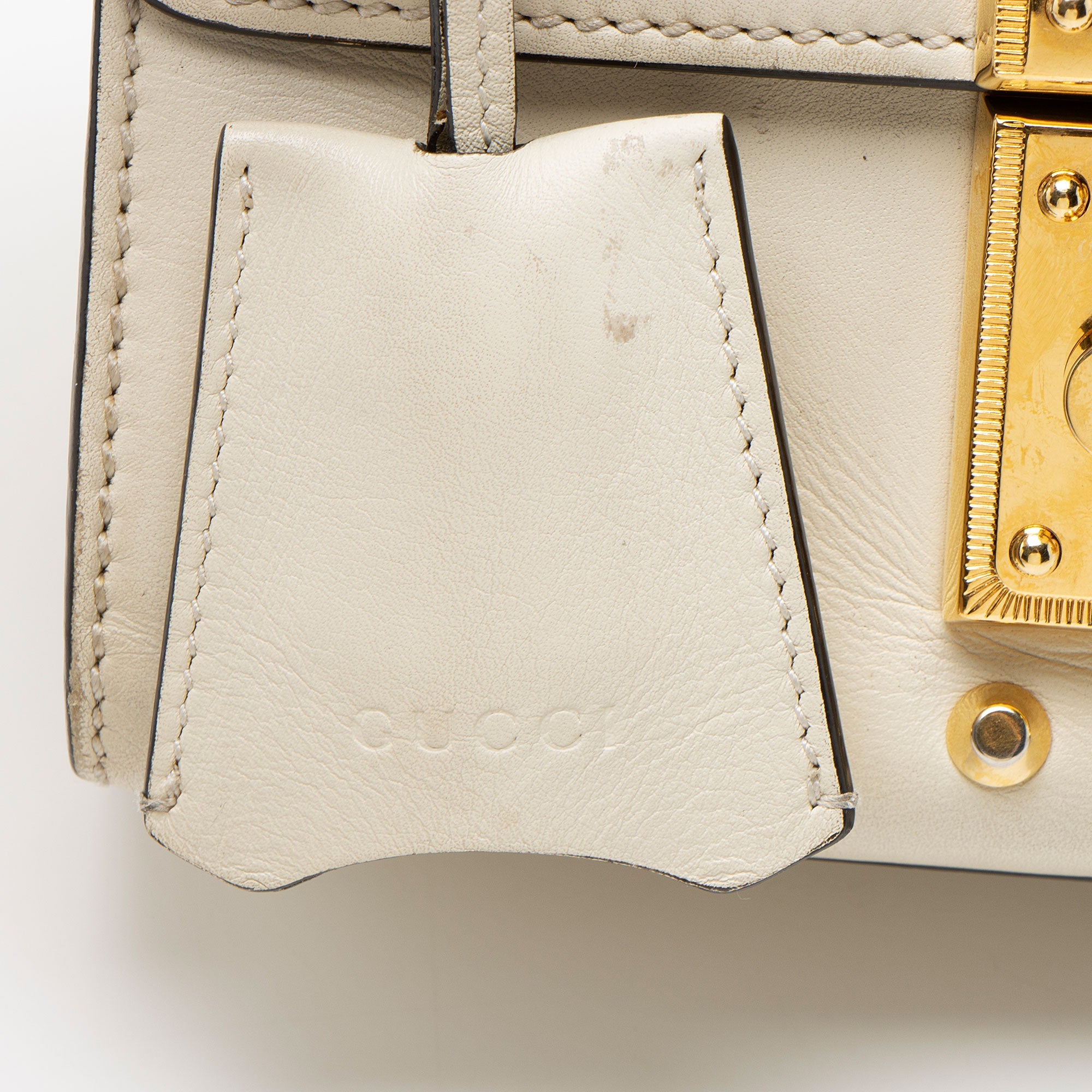 Gucci Leather Pearl Stud Padlock Small Shoulder Bag