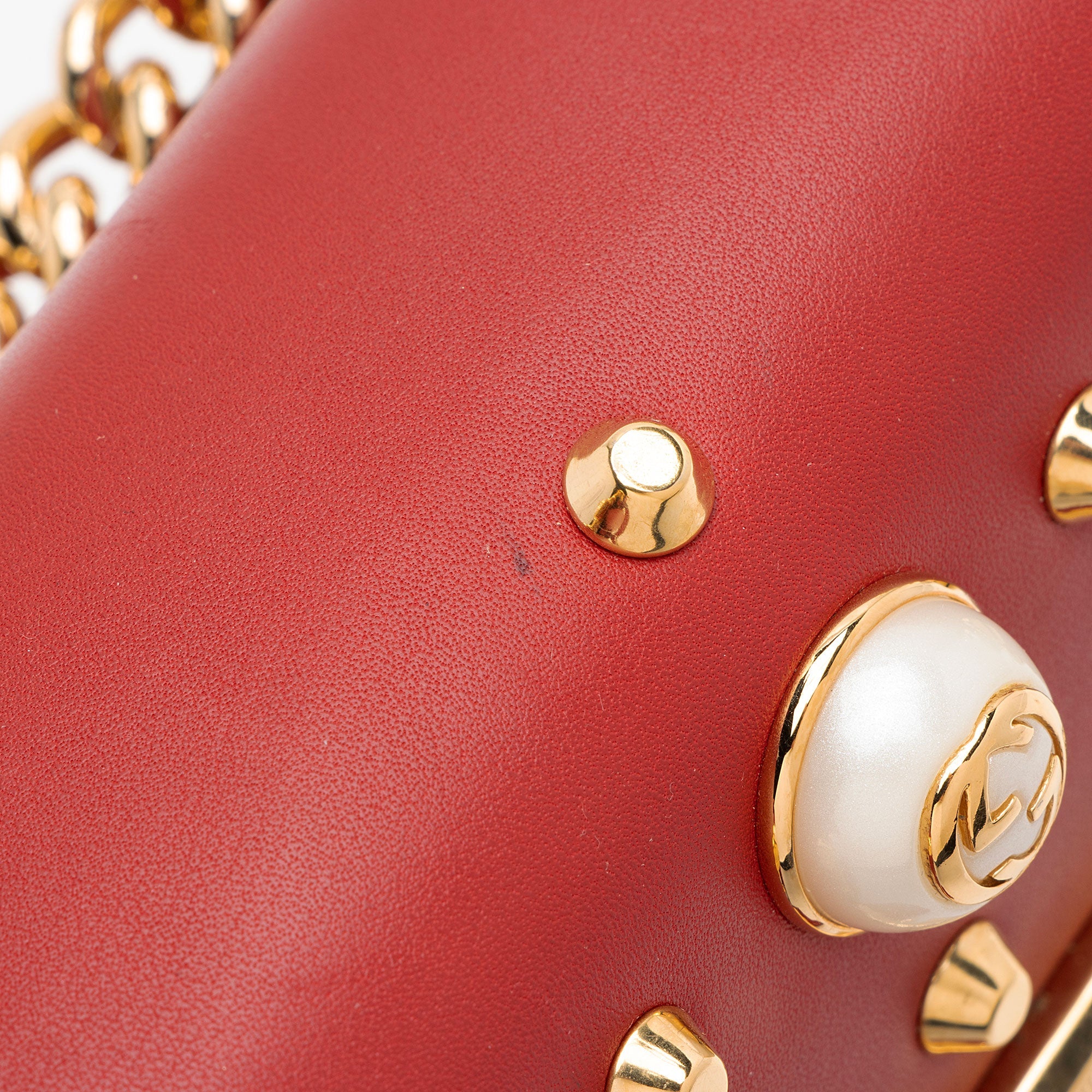 Gucci Leather Pearl Stud Padlock Small Shoulder Bag