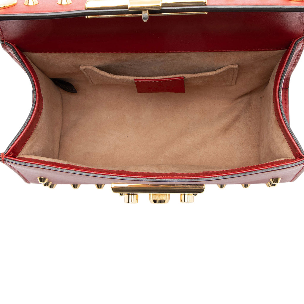 Gucci Leather Pearl Stud Padlock Small Shoulder Bag