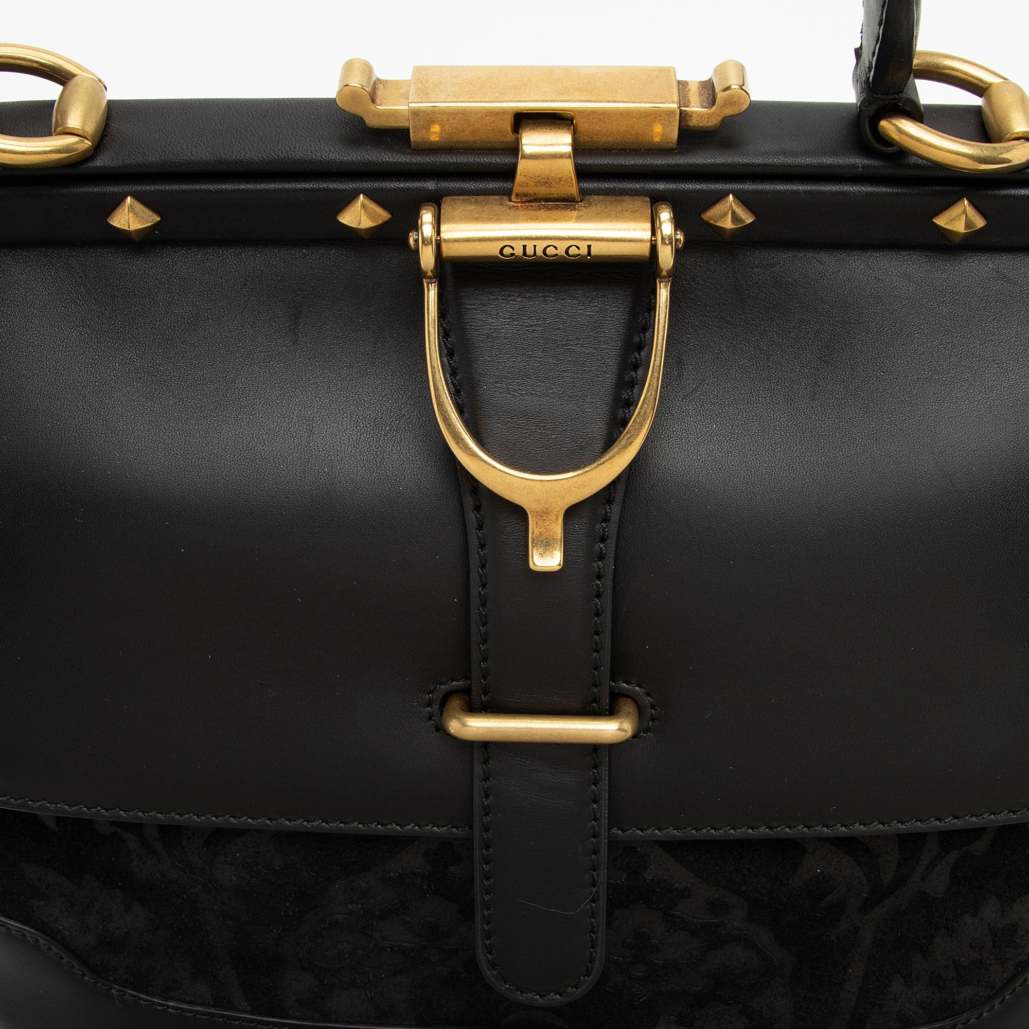 Gucci Leather Velvet Lady Stirrup Top Handle