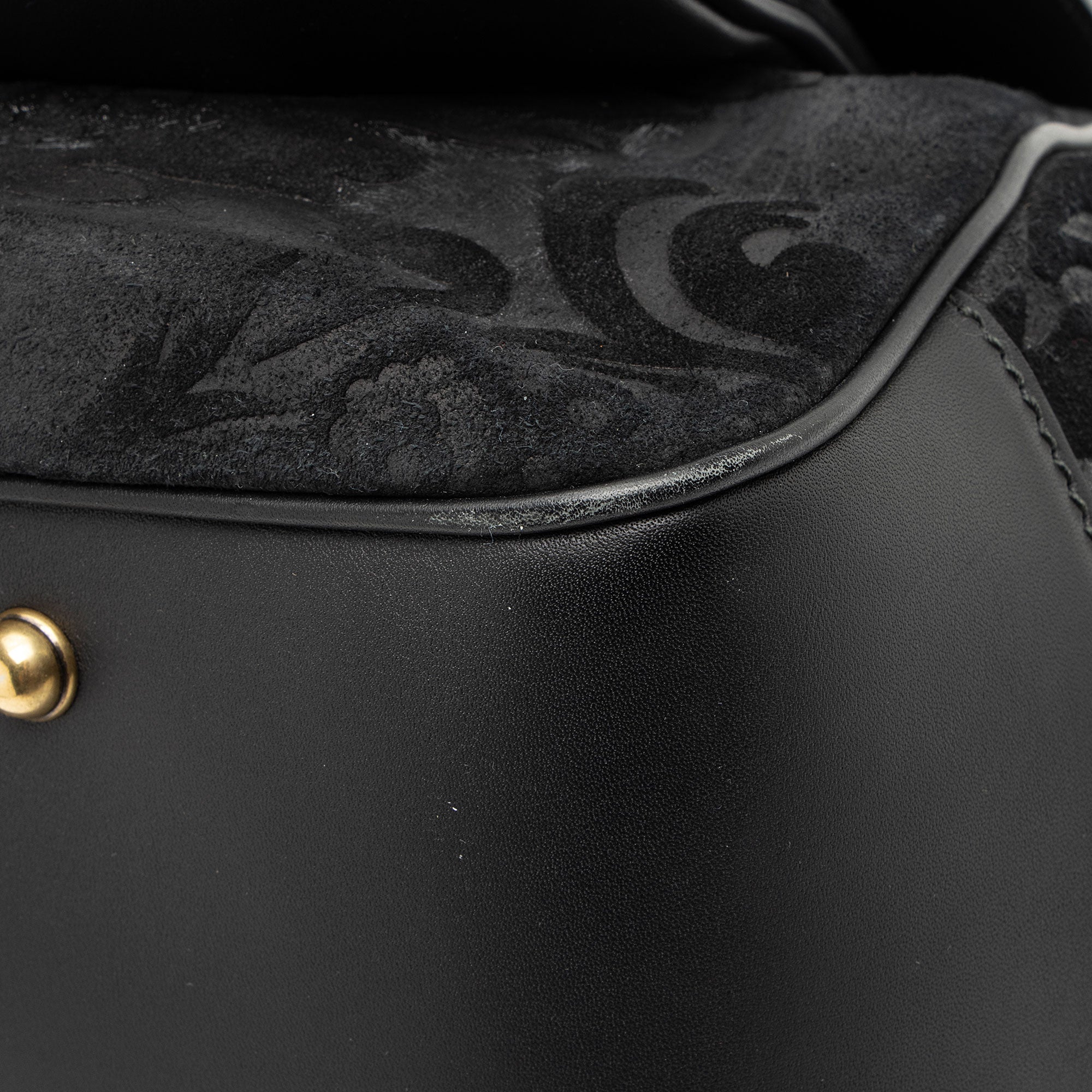 Gucci Leather Velvet Lady Stirrup Top Handle