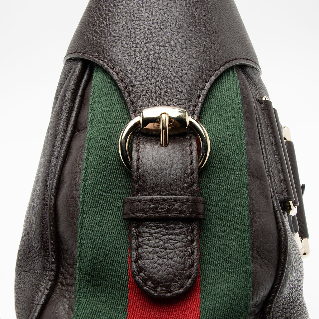 Gucci Leather Web Heritage Horsebit Large Hobo (SHF-mg2vZO)