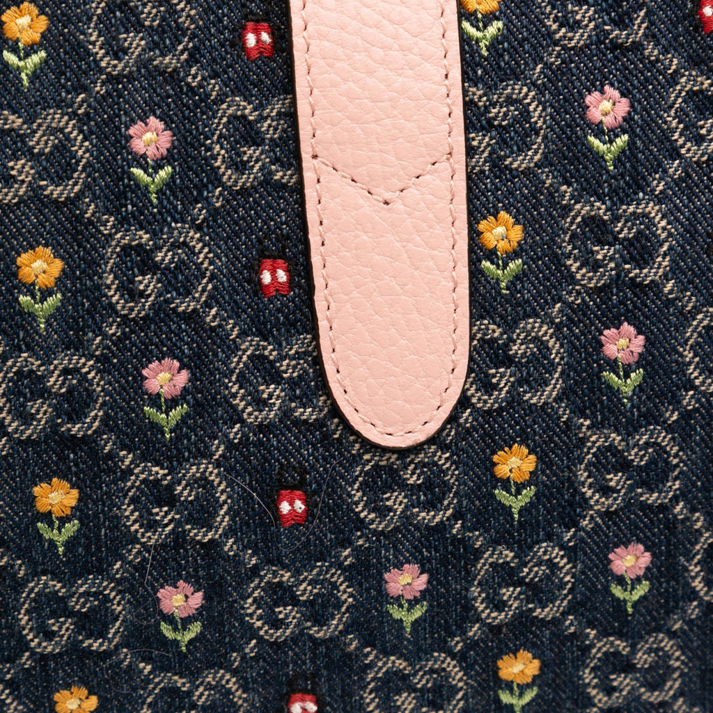Gucci Limited Edition Small GG Embroidered Denim Floral Jackie 1961 Crossbody