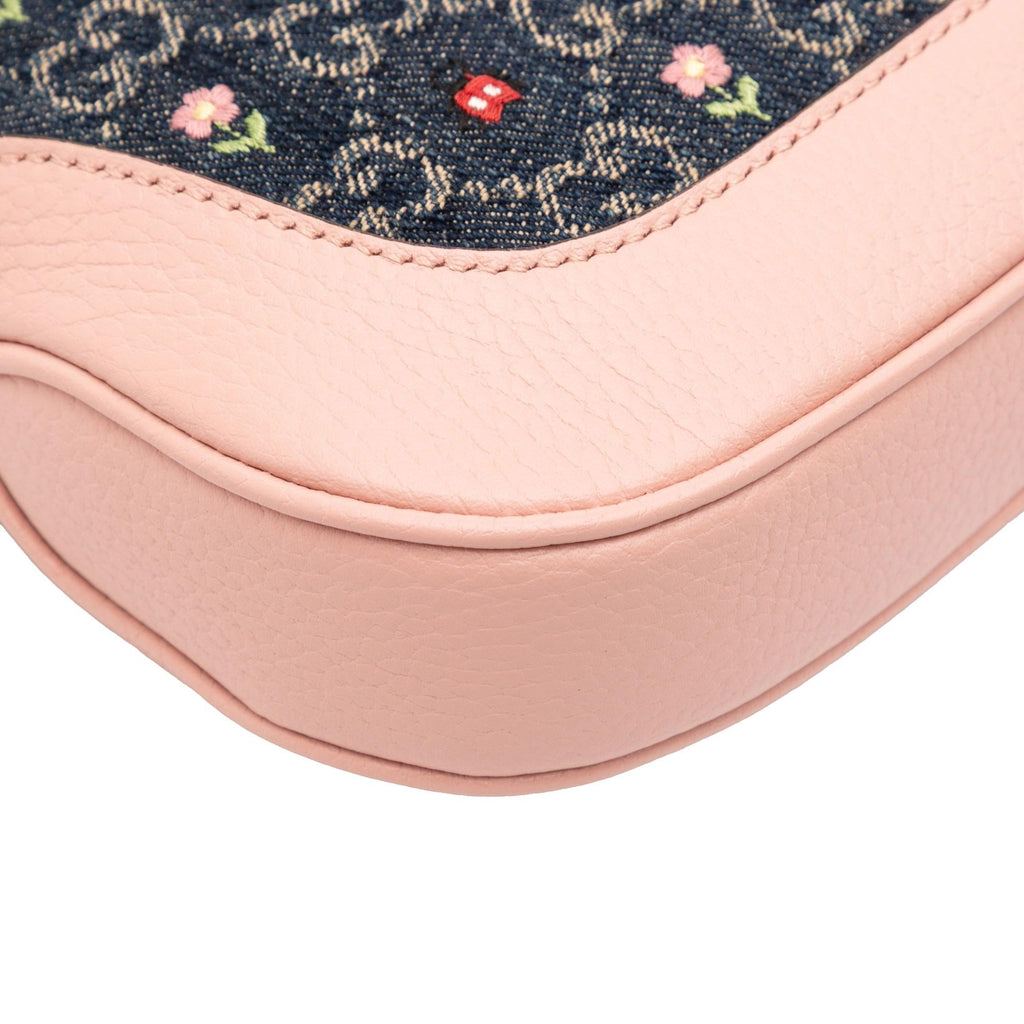 Gucci Limited Edition Small GG Embroidered Denim Floral Jackie 1961 Crossbody