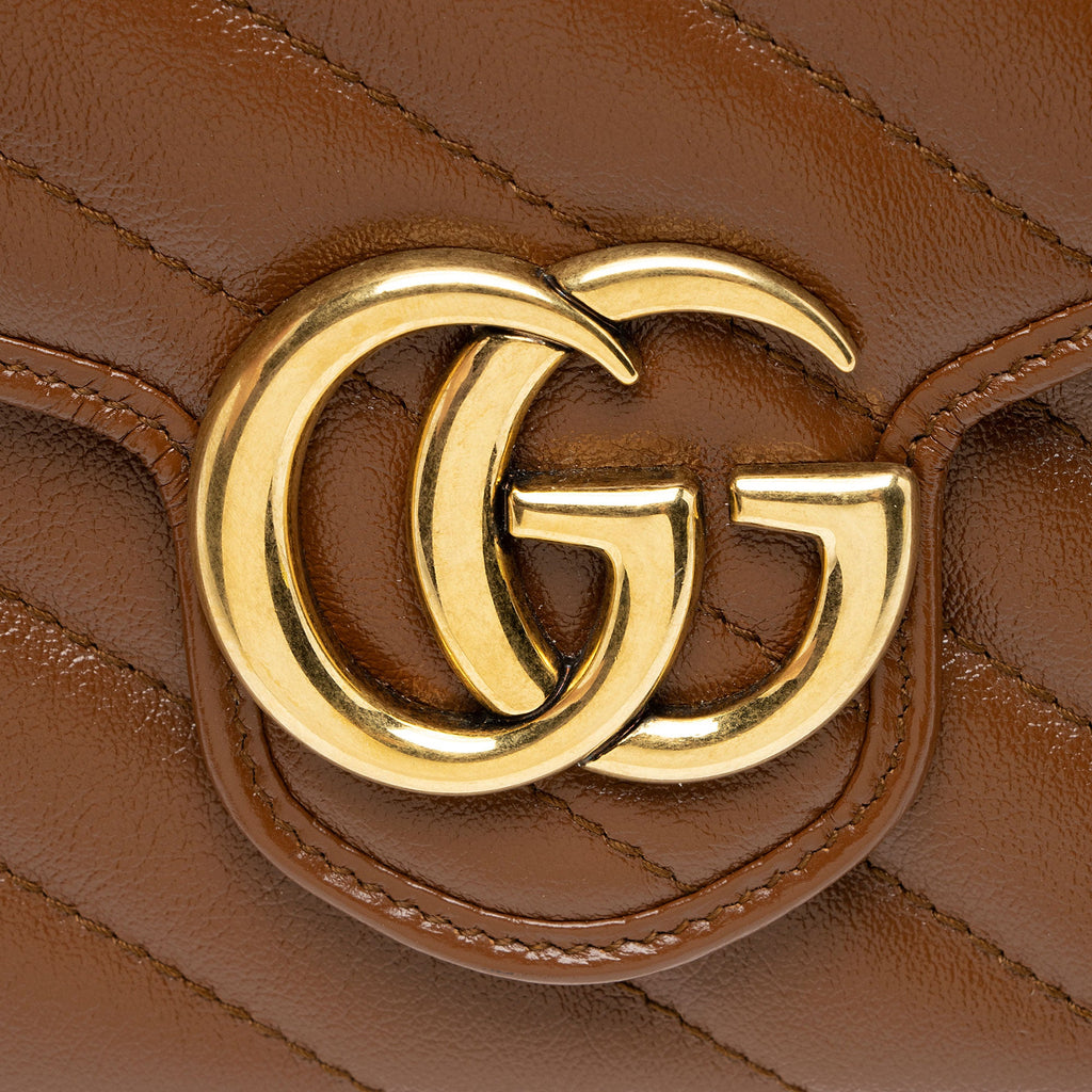 Gucci Diagonal Matelasse Leather GG Marmont Wallet on Chain