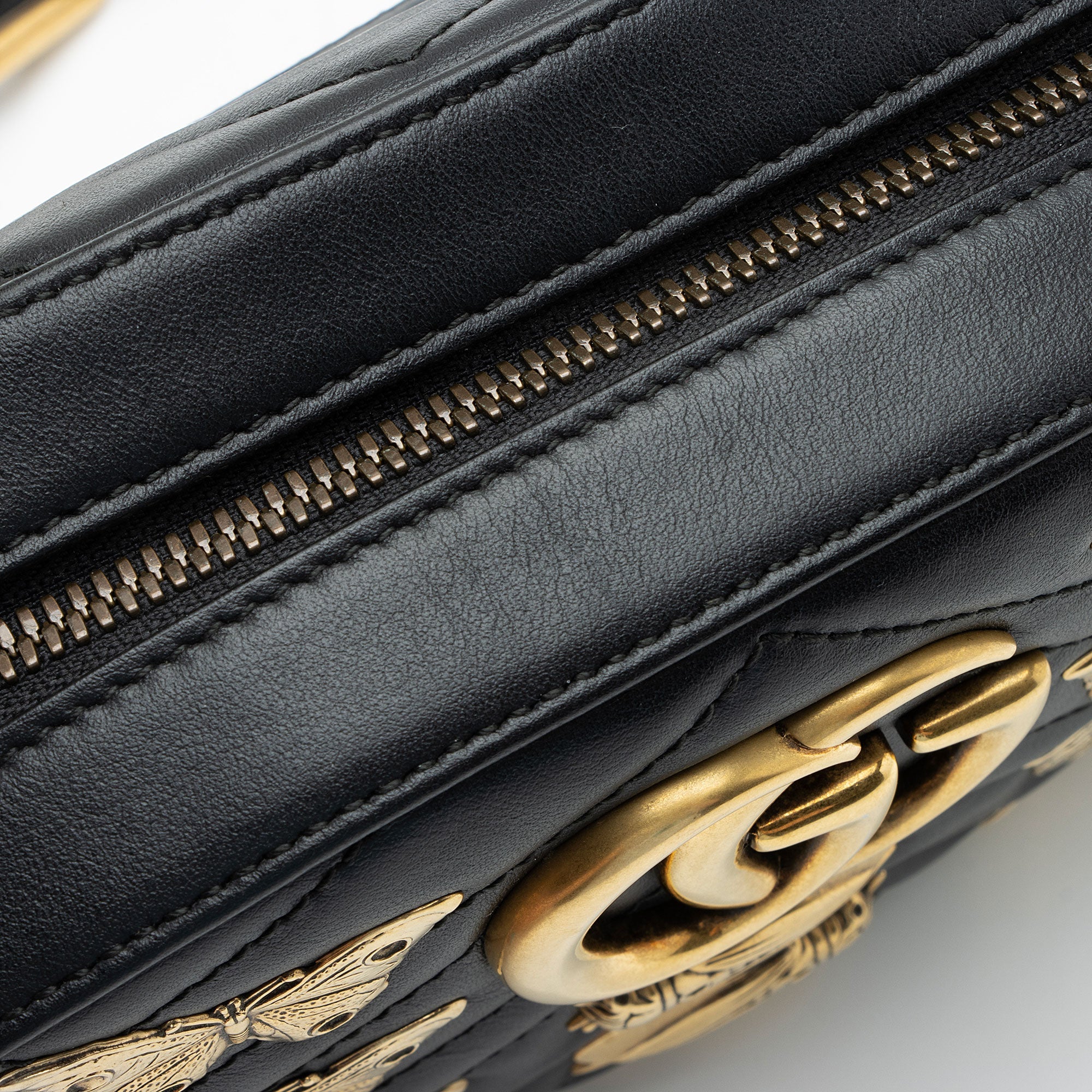 Gucci Matelasse Leather GG Marmont Animal Studs Belt Bag - Size 34 / 75