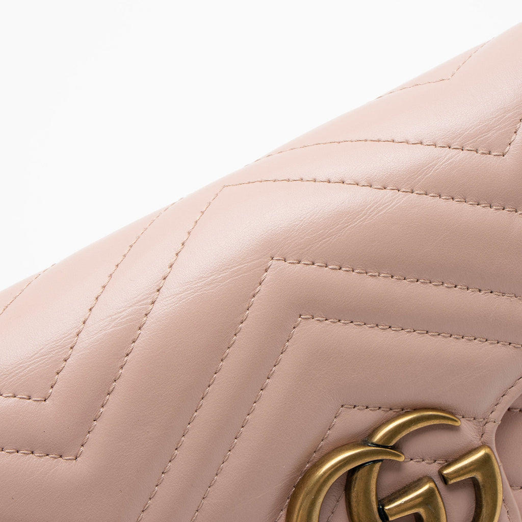 Gucci Matelasse Leather GG Marmont Wallet on Chain