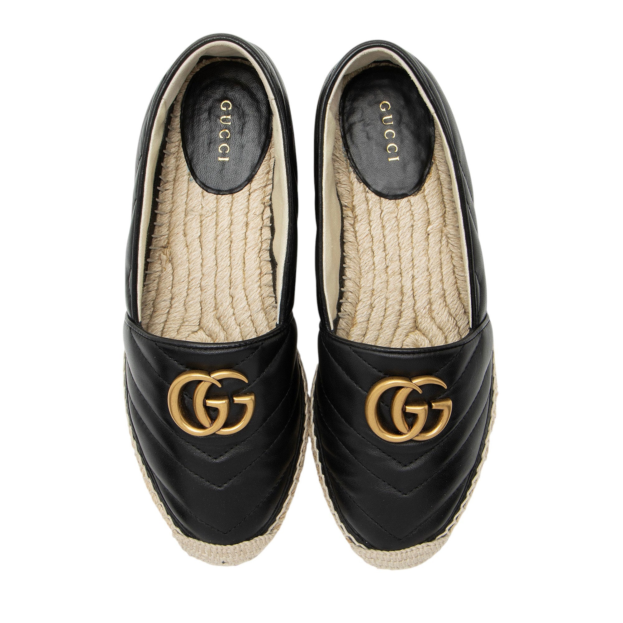 Gucci Matelasse Leather GG Marmont Espadrilles - Size 6.5 / 36.5