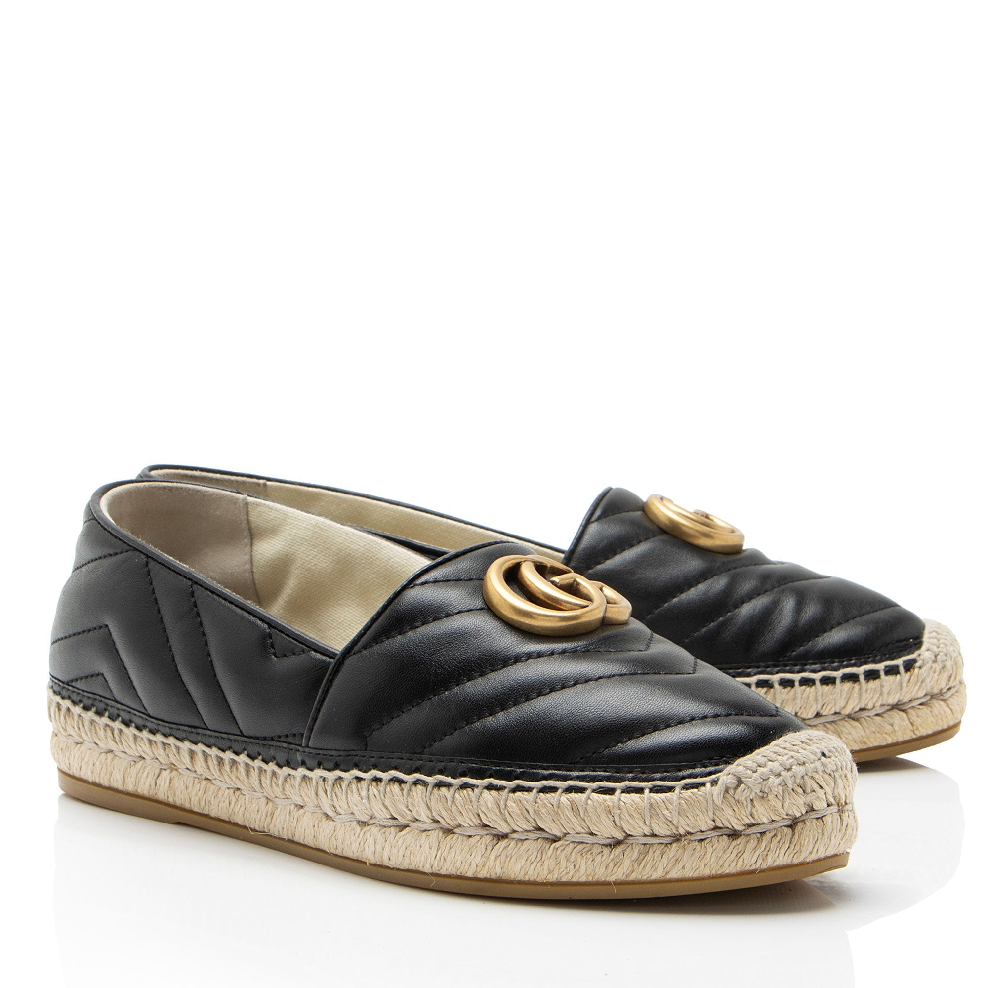 Gucci Matelasse Leather GG Marmont Espadrilles - Size 6.5 / 36.5