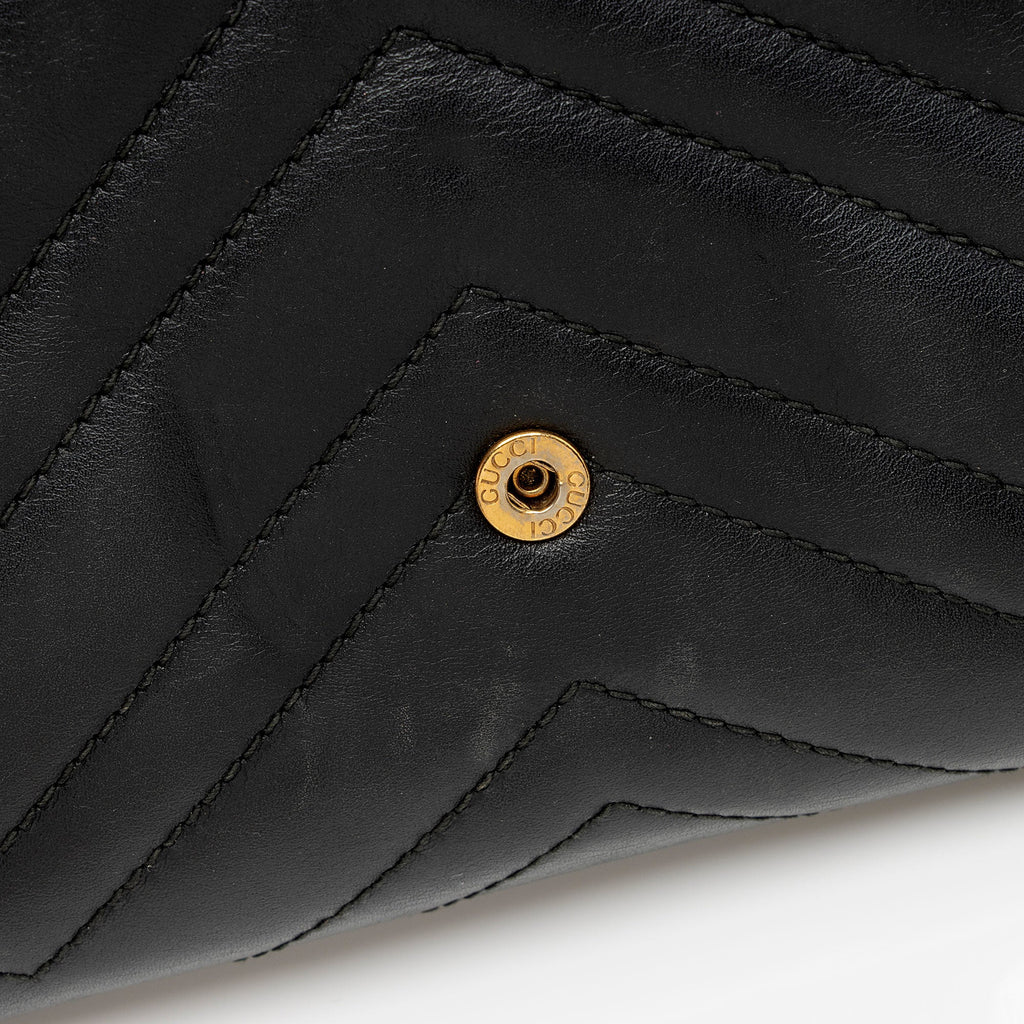 Gucci Matelasse Leather GG Marmont Flap Mini Wallet Bag (SHF-6xoeZx)