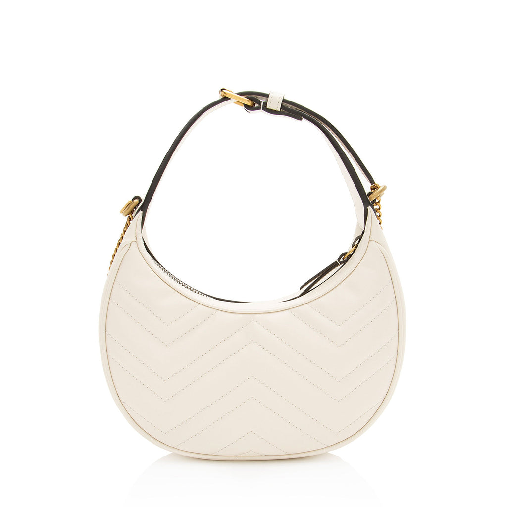Gucci Matelasse Leather GG Marmont Half Moon Mini Shoulder Bag