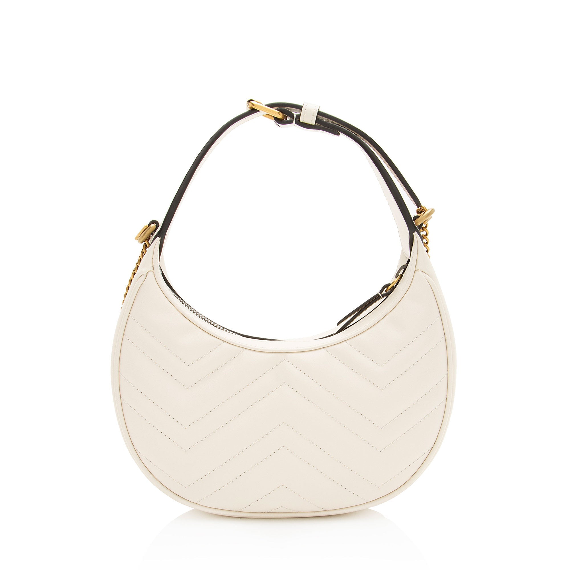 Gucci Matelasse Leather GG Marmont Half Moon Mini Shoulder Bag