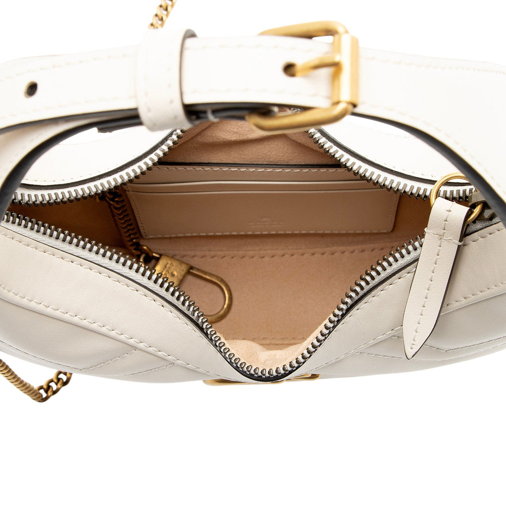 Gucci Matelasse Leather GG Marmont Half Moon Mini Shoulder Bag