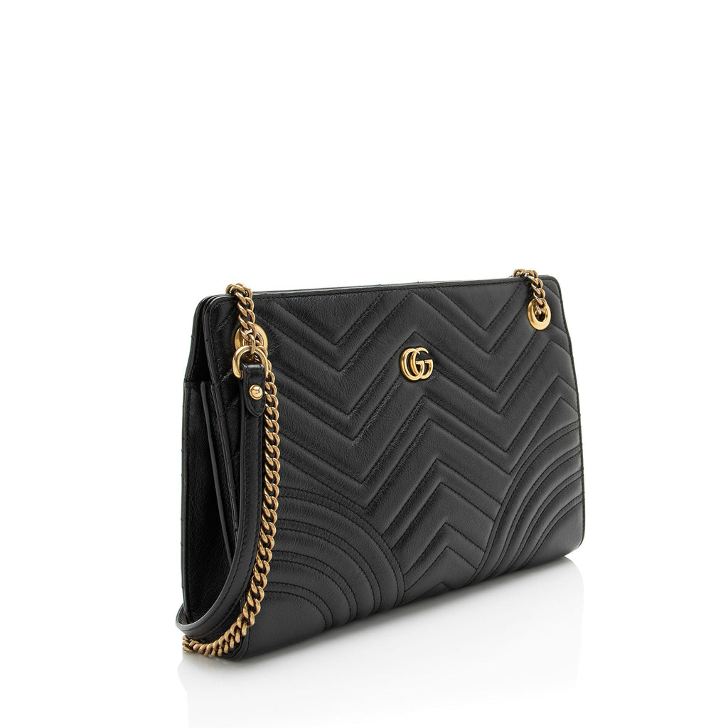 Gucci Matelasse Leather GG Marmont Medium Slim Open Shoulder Bag