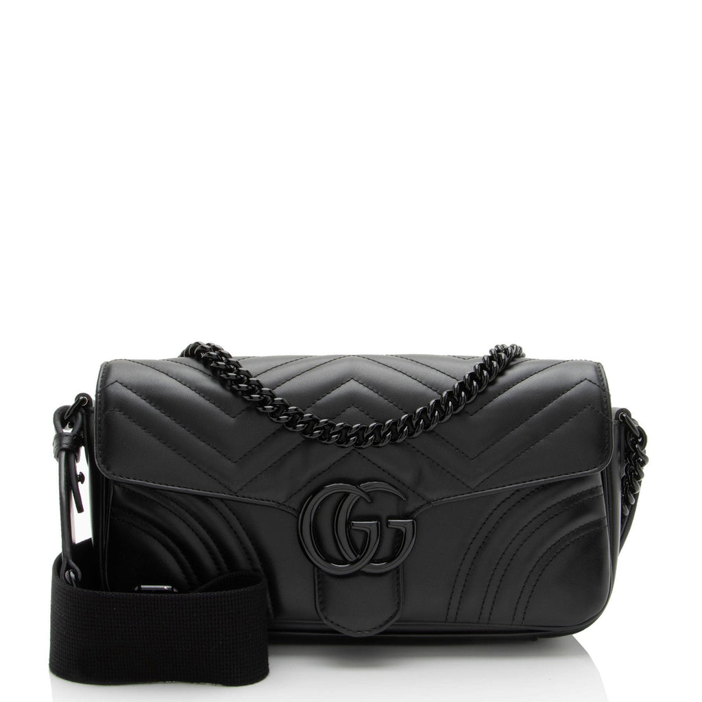 Gucci Matelasse Leather GG Marmont Monochrome Small Flap Bag