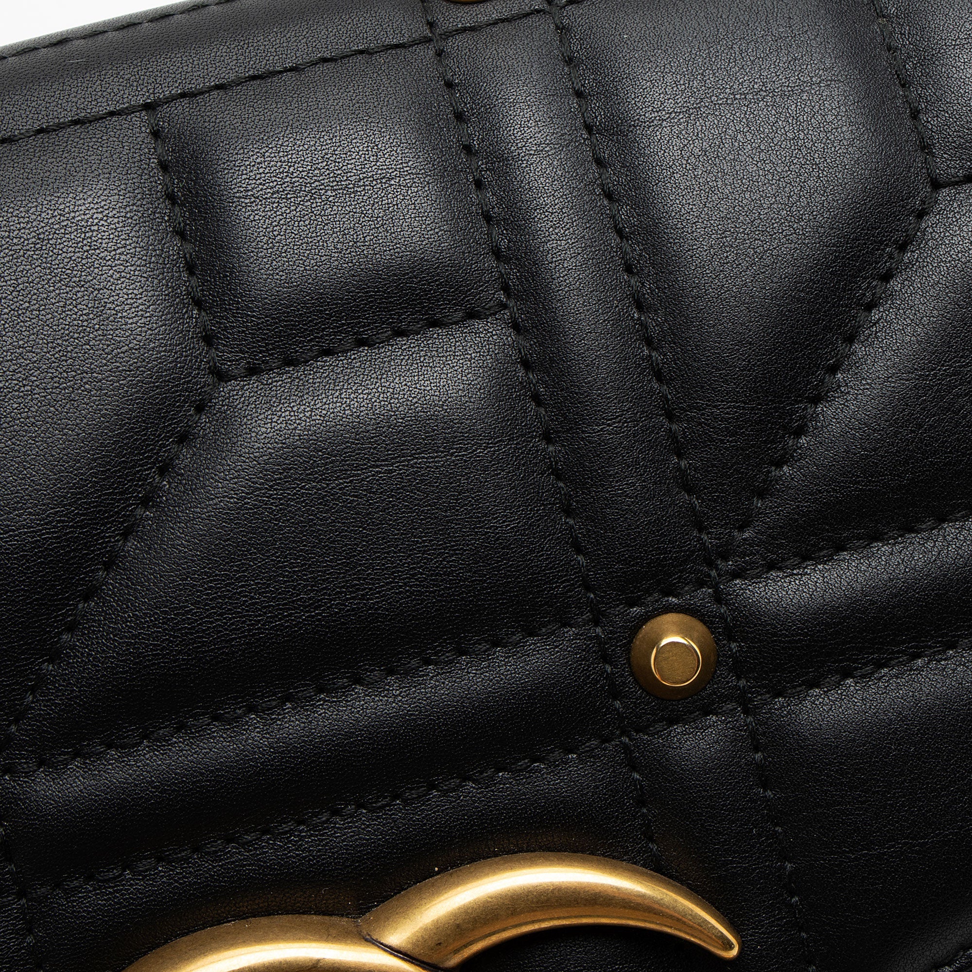 Gucci Matelasse Leather GG Marmont Studded Large Flap Bag