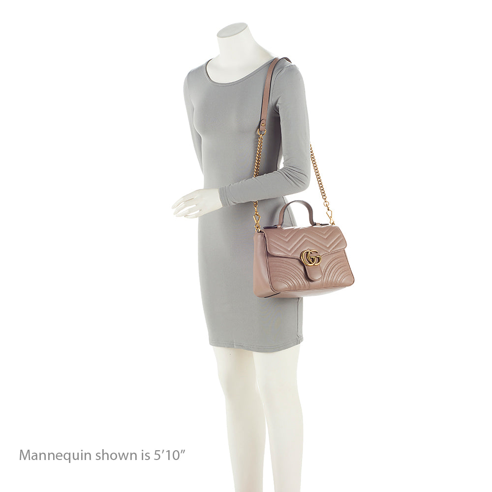 Gucci Matelasse Leather GG Marmont Top Handle Small Shoulder Bag (SHF-22063)