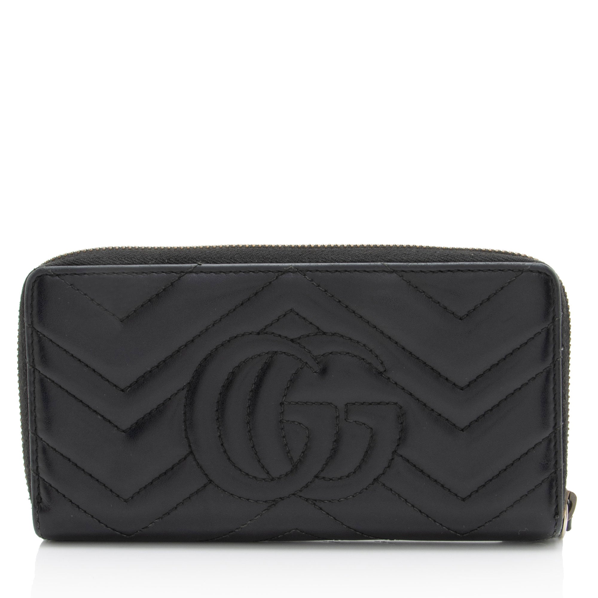 Gucci Matelasse Leather GG Marmont Zip Wallet
