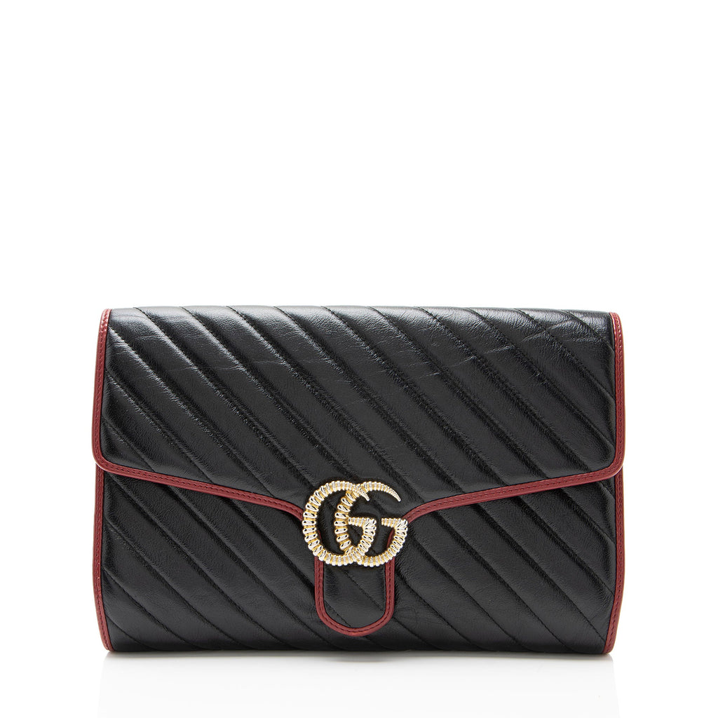 Gucci Matelasse Leather Torchon GG Marmont Clutch