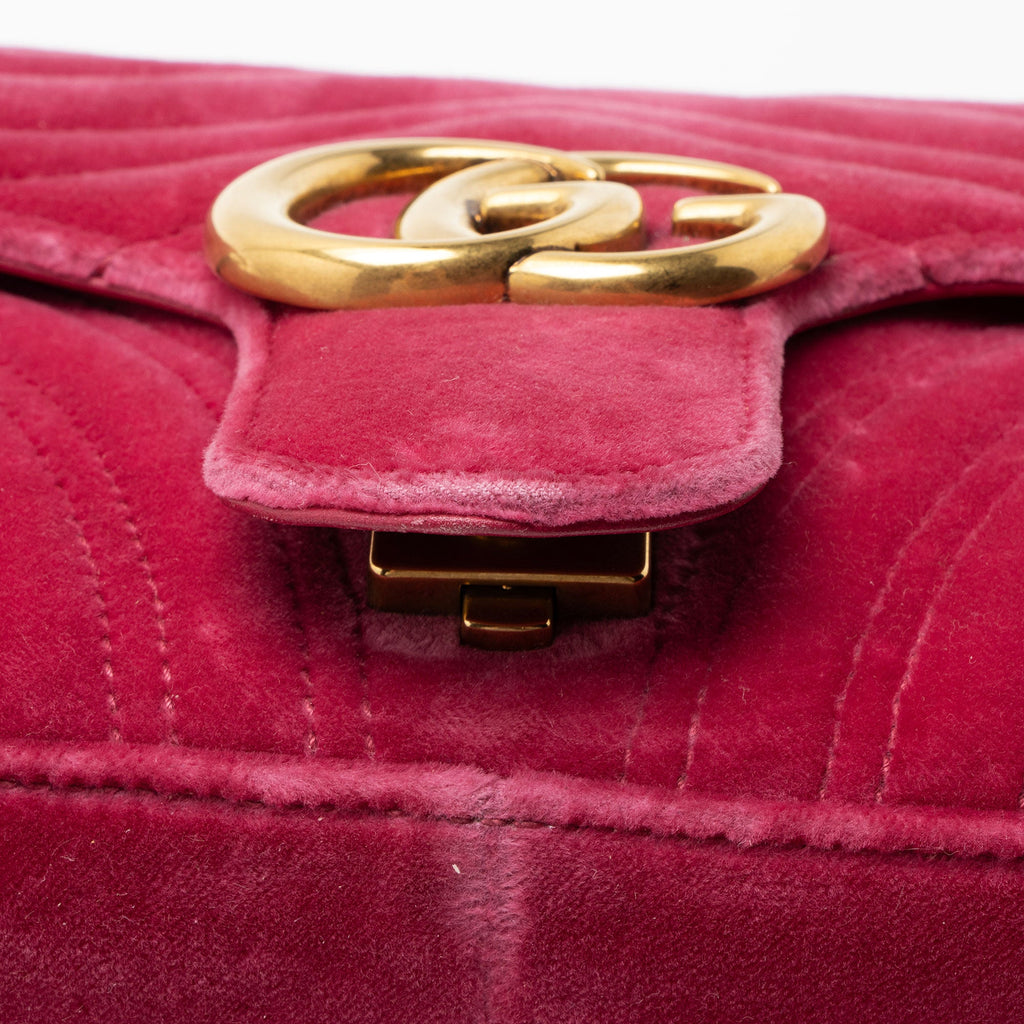Gucci Matelasse Velvet GG Marmont Medium Flap Bag