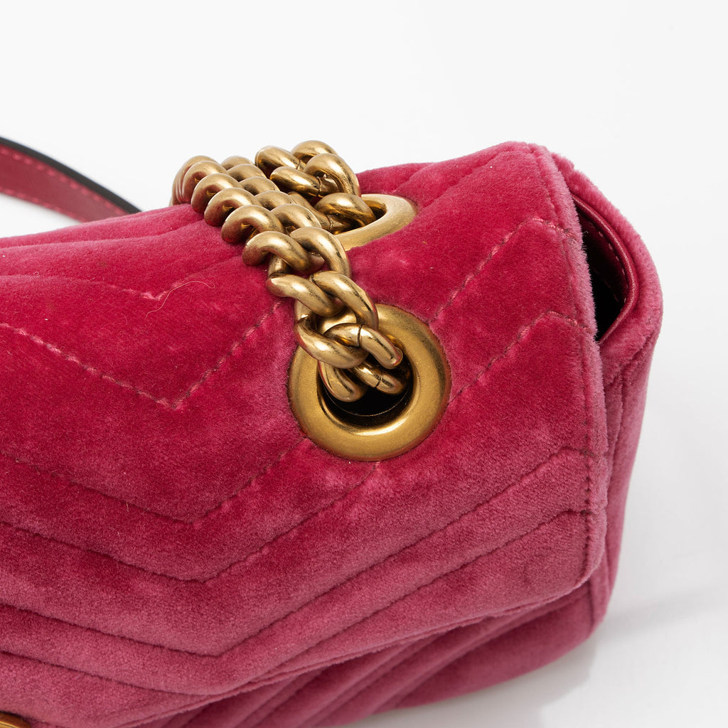 Gucci Matelasse Velvet GG Marmont Medium Flap Bag