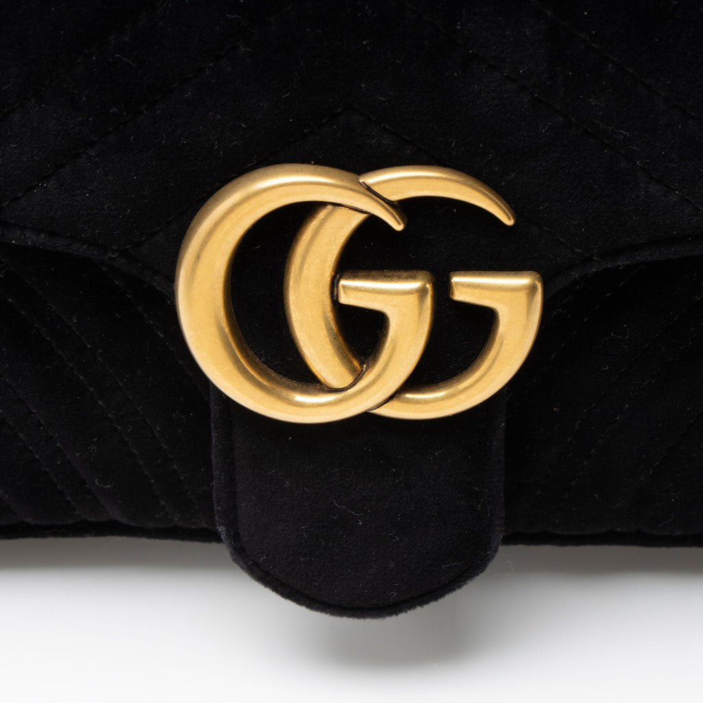 Gucci Matelasse Velvet GG Marmont Medium Flap Bag