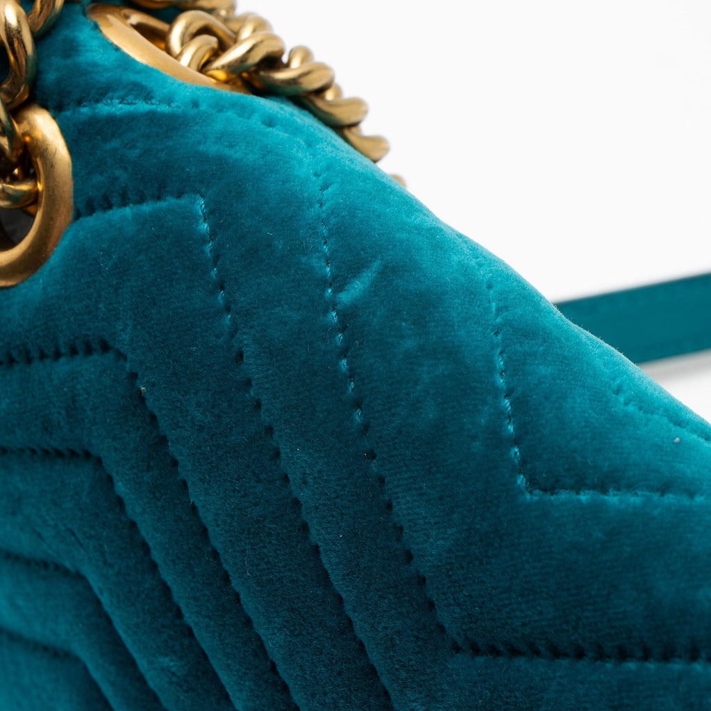 Gucci Matelasse Velvet GG Marmont Medium Flap Bag