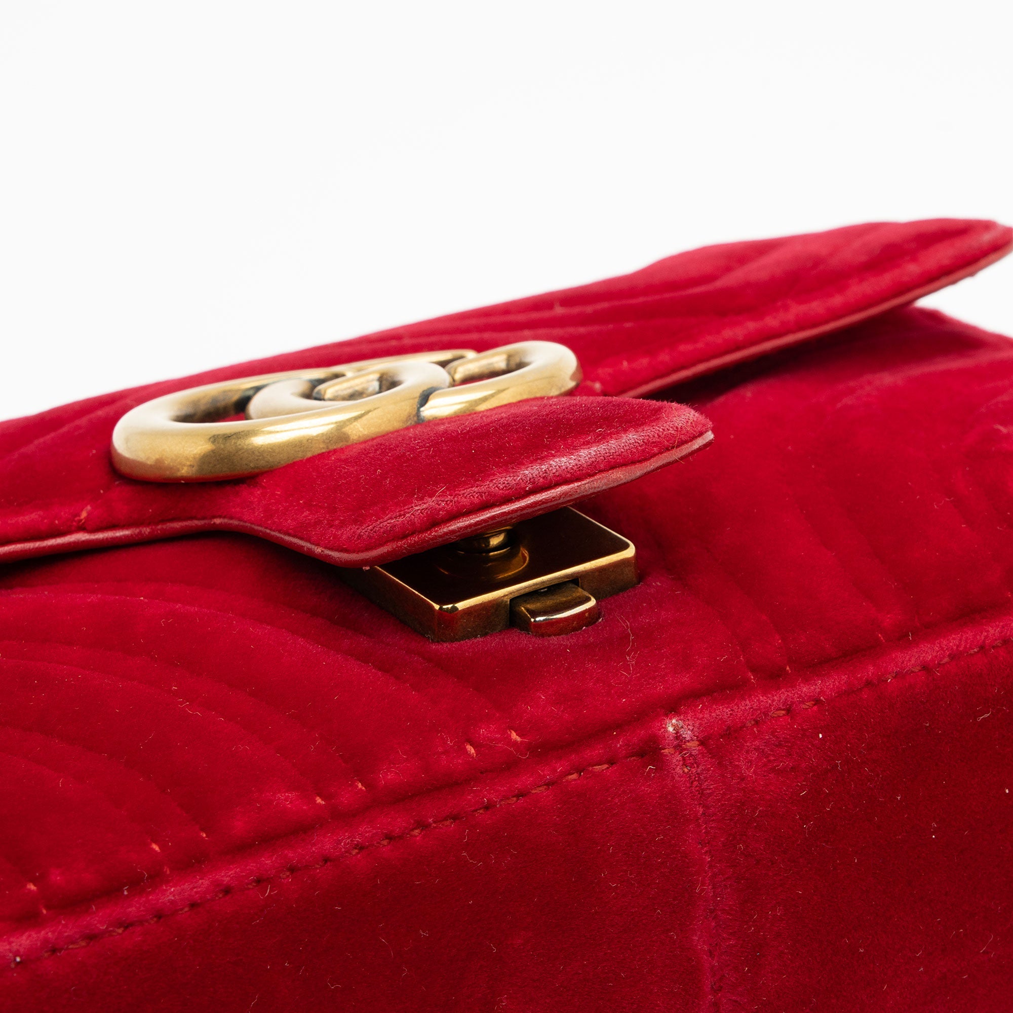 Gucci Matelasse Velvet GG Marmont Mini Flap Bag (SHF-80mt04)
