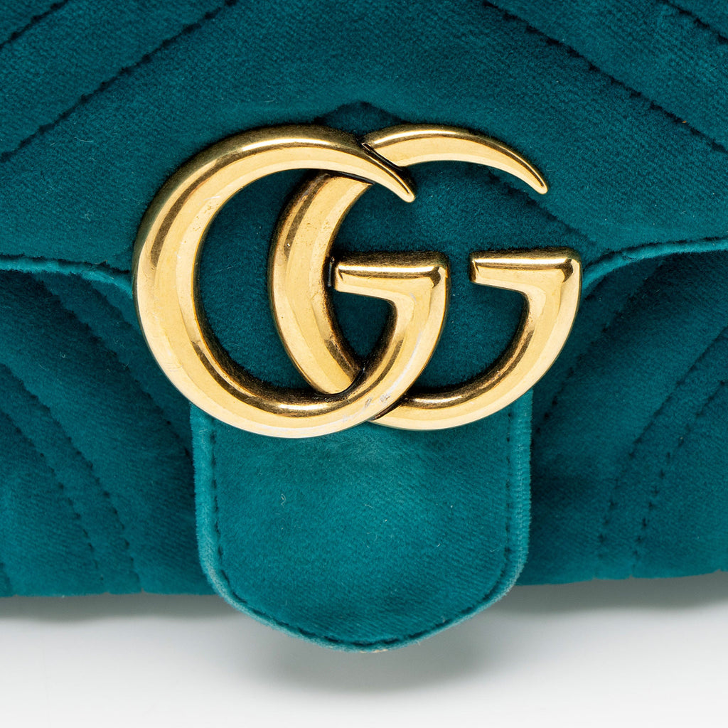 Gucci Matelasse Velvet GG Marmont Small Flap Bag
