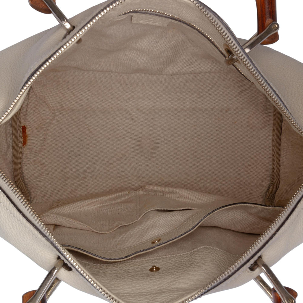 Gucci Medium Calfskin Bamboo Shopper Boston Bag