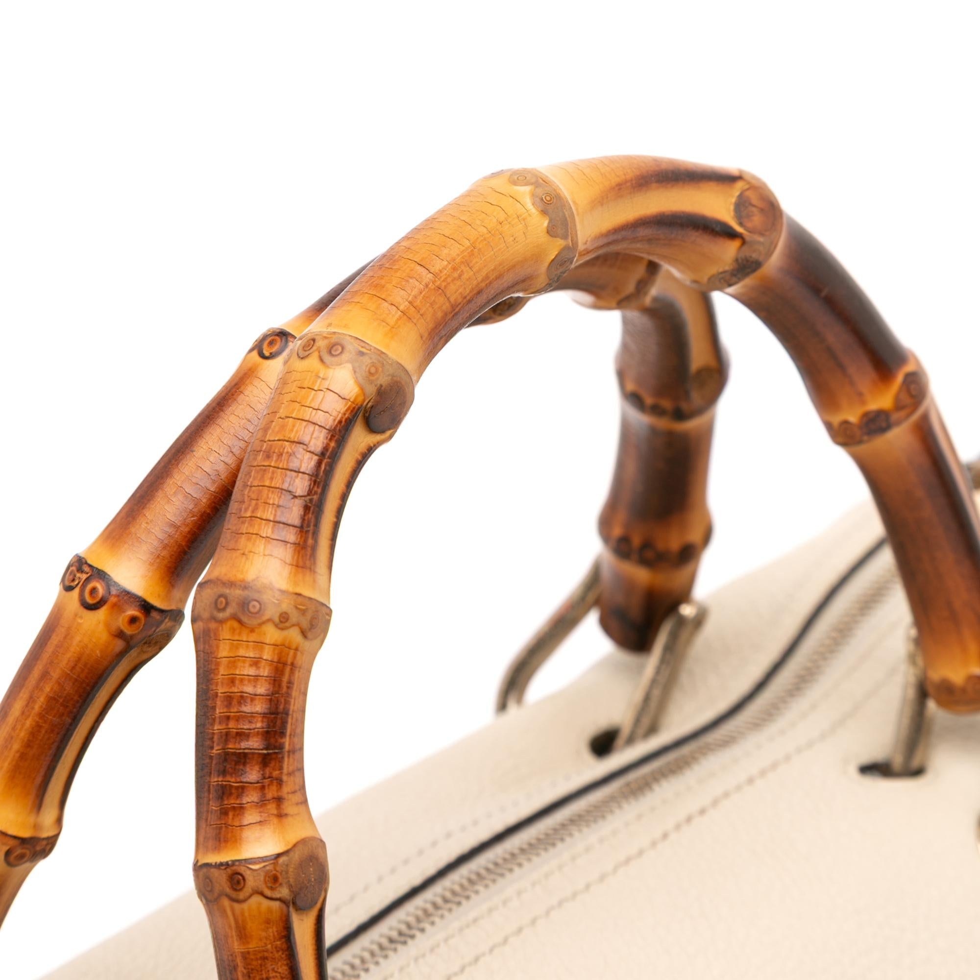Gucci Medium Calfskin Bamboo Shopper Boston Bag