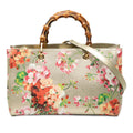 Gucci Medium Calfskin Blooms Bamboo Shopper Satchel
