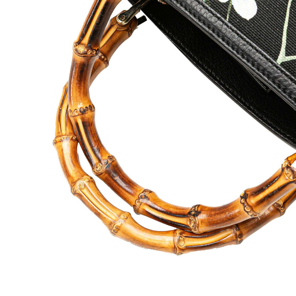 Gucci Medium Canvas Bamboo Shopper Flora Knight Satchel