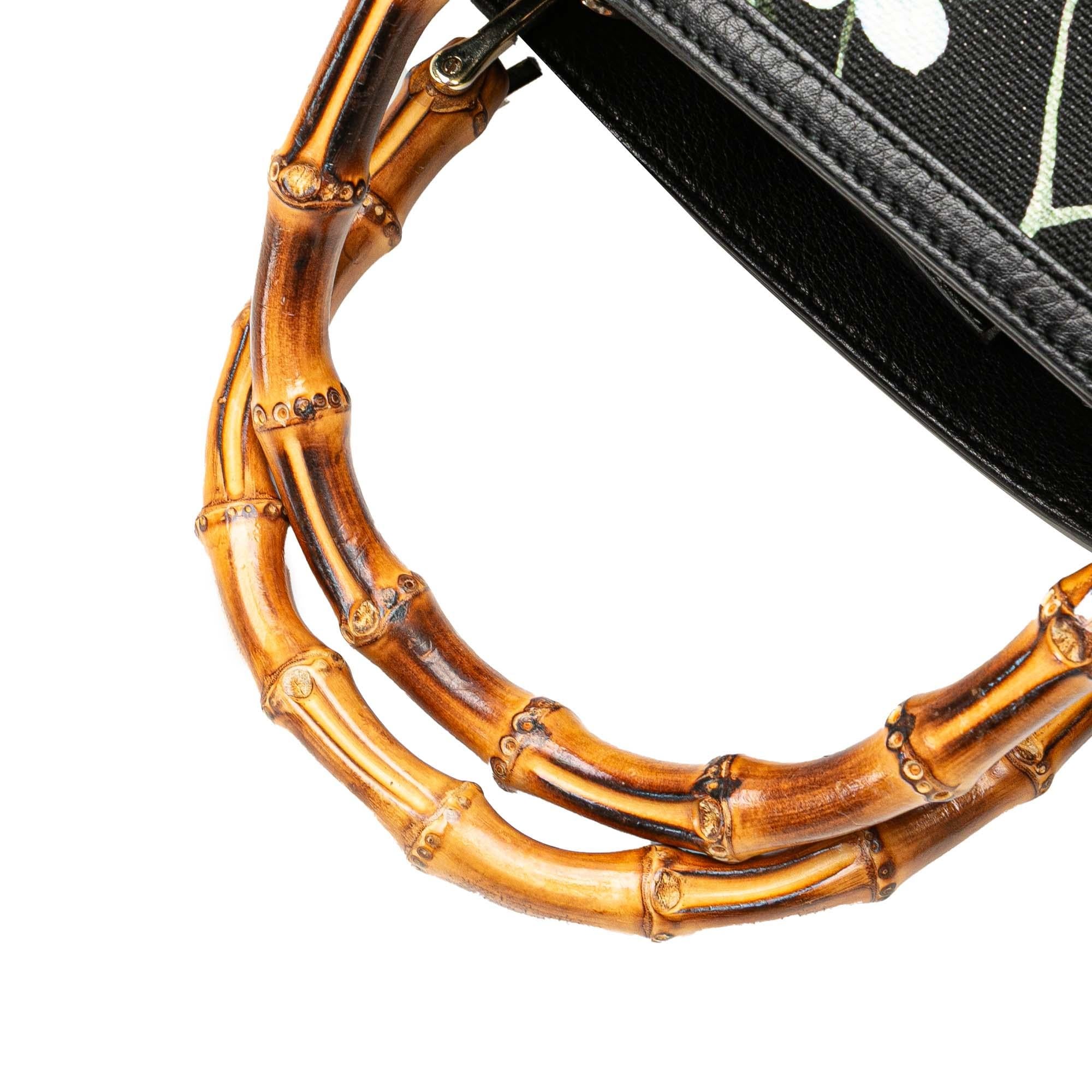 Gucci Medium Canvas Bamboo Shopper Flora Knight Satchel