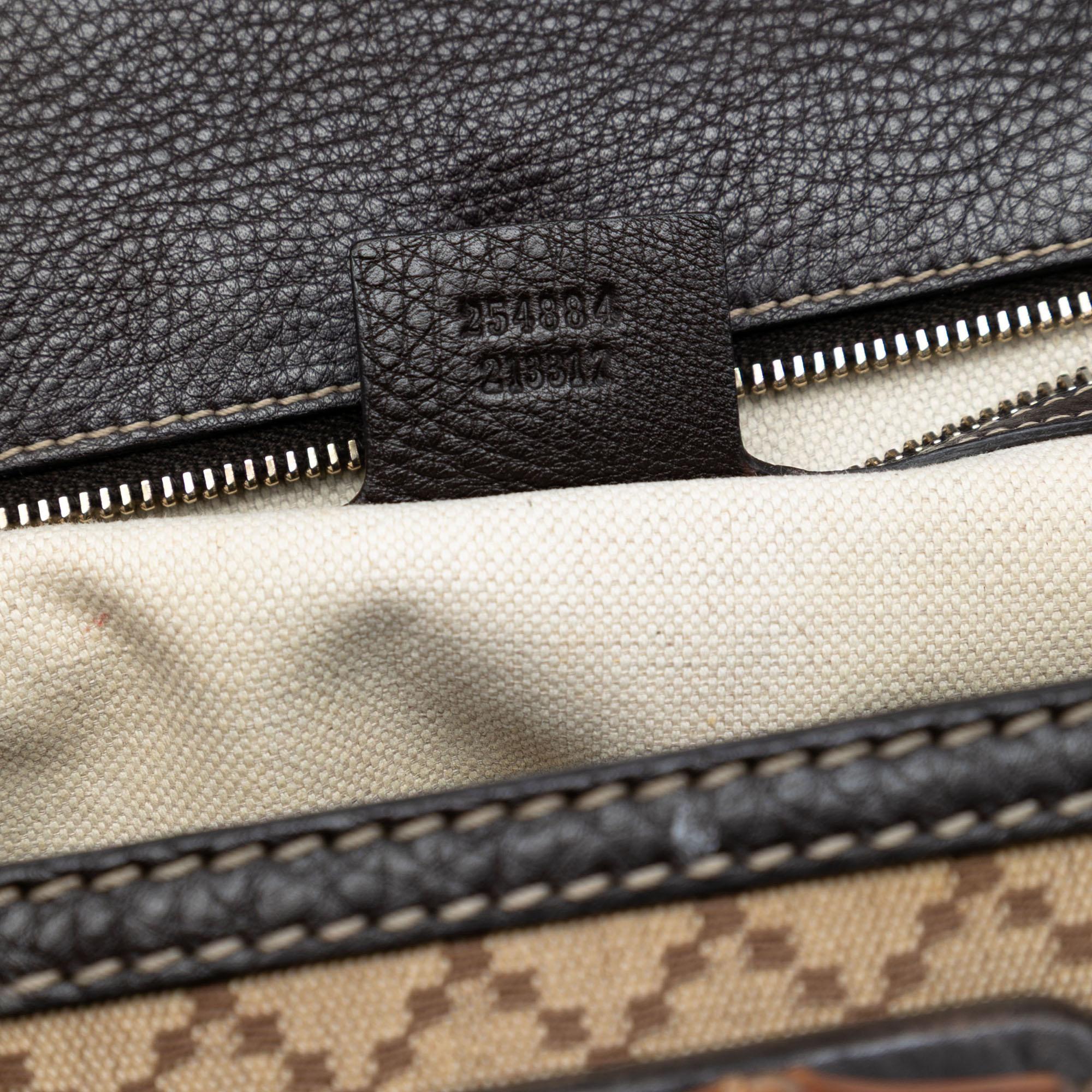 Gucci Medium Diamante Canvas New Bamboo Satchel