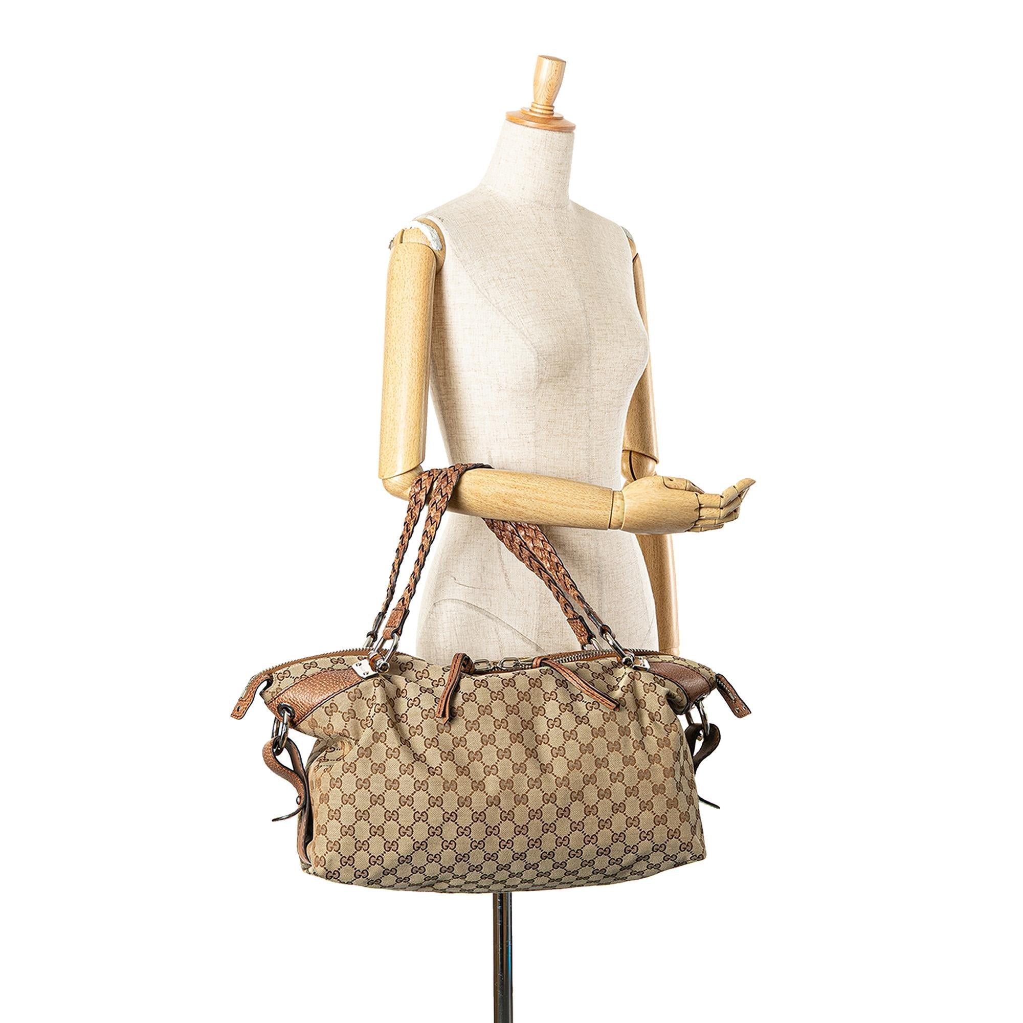 Gucci Medium GG Canvas Bamboo Bar Tote