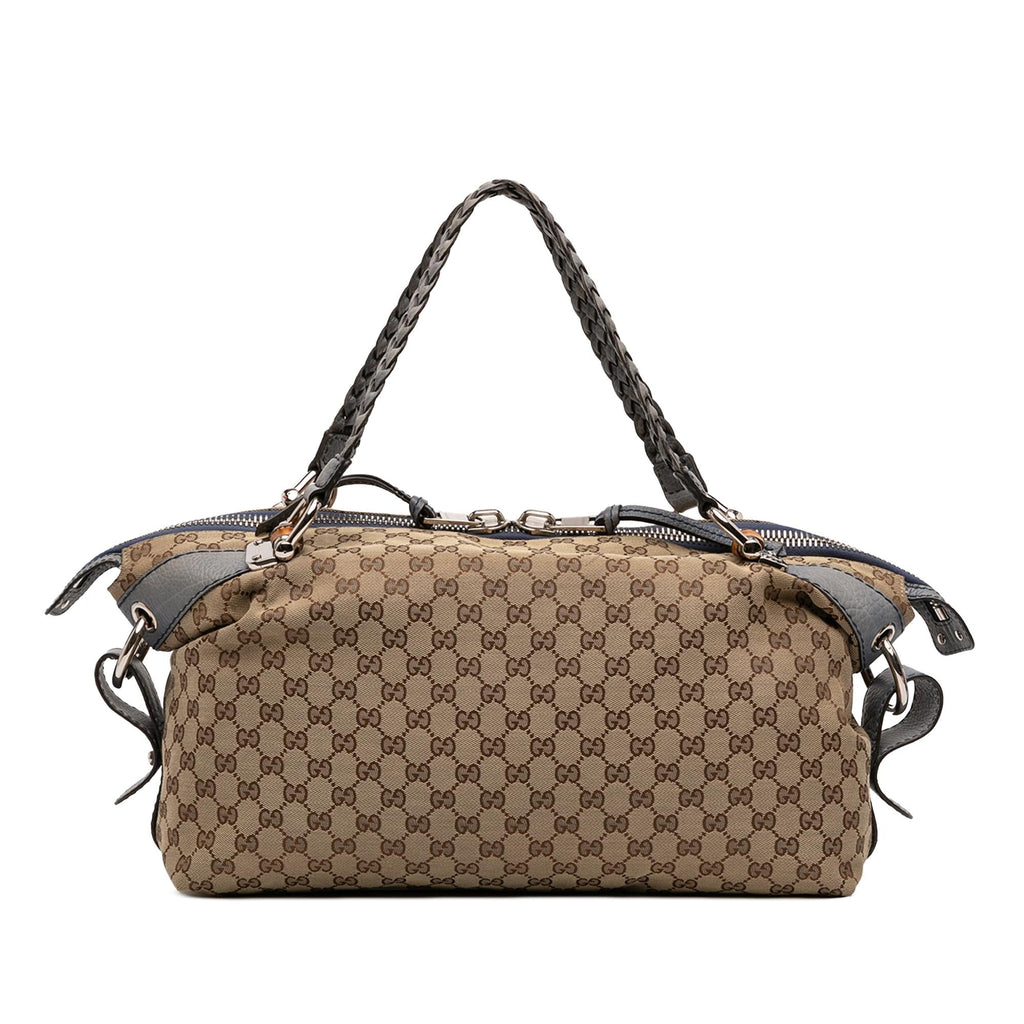 Gucci Medium GG Canvas Bamboo Bar Tote