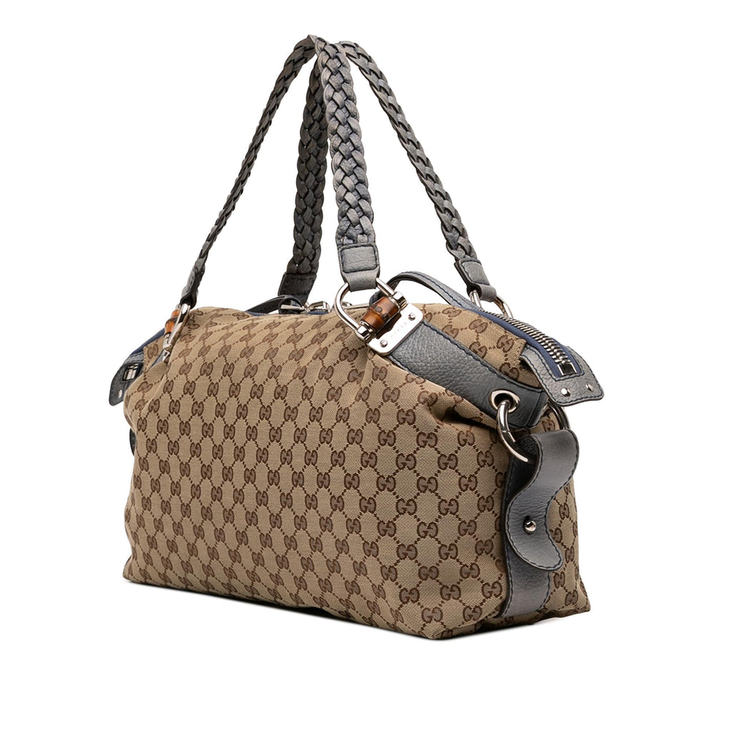 Gucci Medium GG Canvas Bamboo Bar Tote