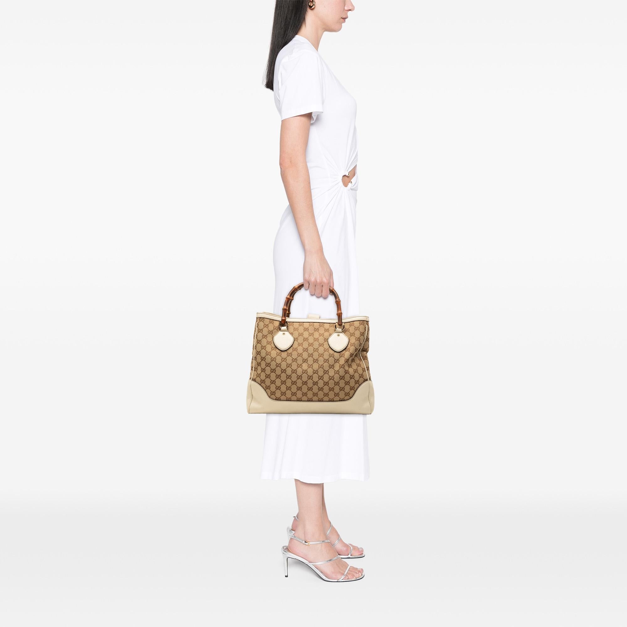 Gucci Medium GG Canvas Bamboo Diana Tote