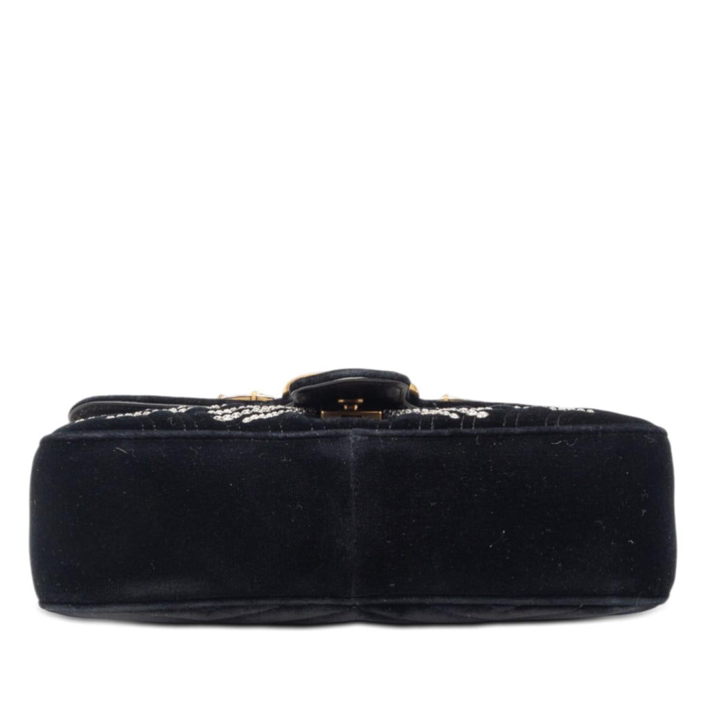 Gucci Medium GG Marmont Matelasse Velvet Crystal Embellished Shoulder Bag