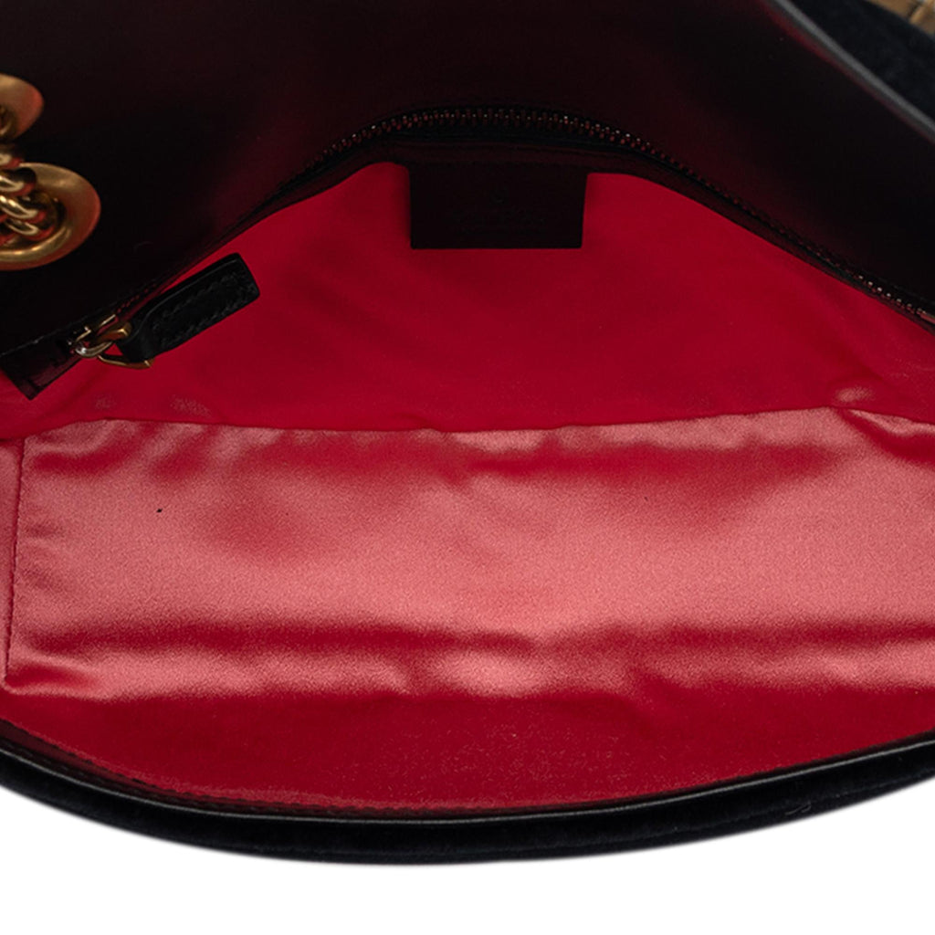 Gucci Medium GG Marmont Matelasse Velvet Crystal Embellished Shoulder Bag