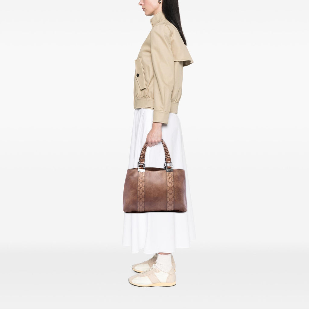 Gucci Medium Guccissima Trimmed Leather Bamboo Libeccio Tote