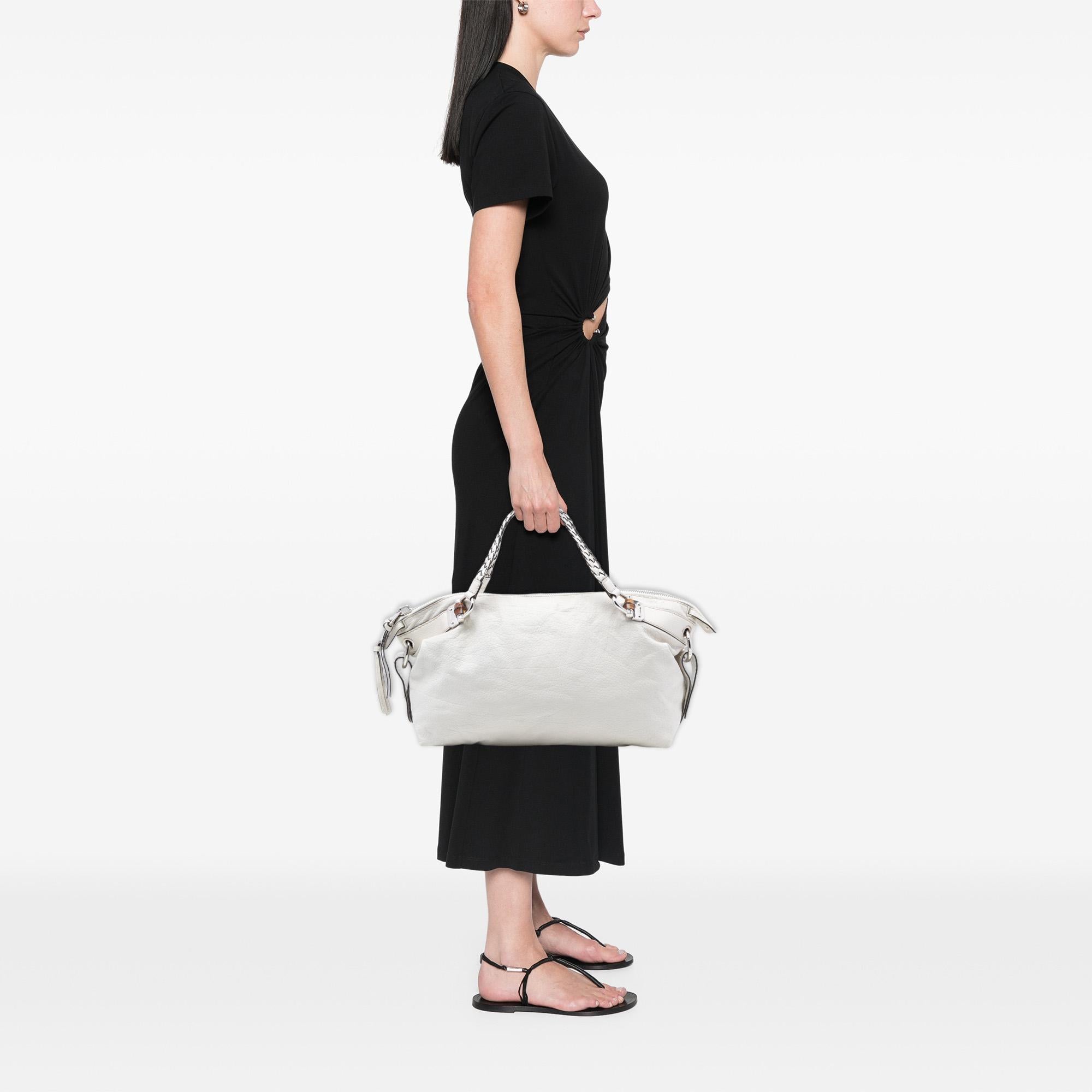 Gucci Medium Leather Bamboo Bar Tote