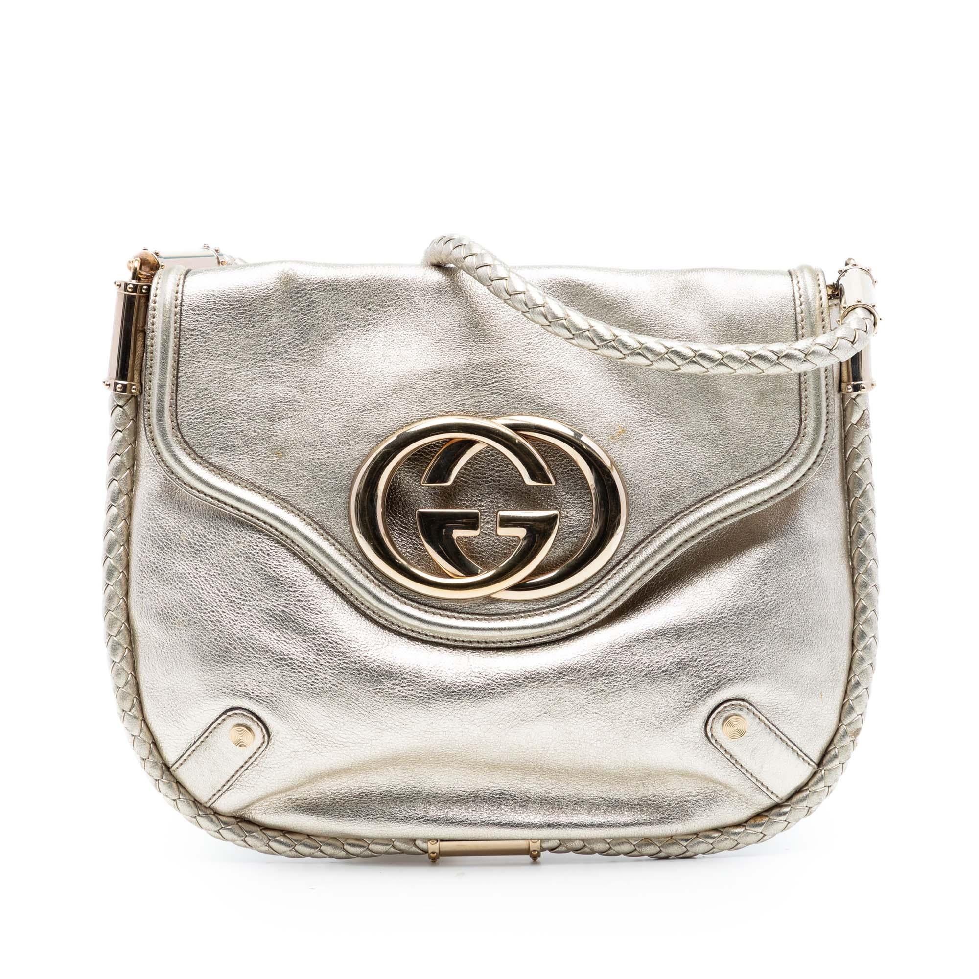 Gucci Medium Metallic Calfskin Britt Tassel Flap Shoulder Bag