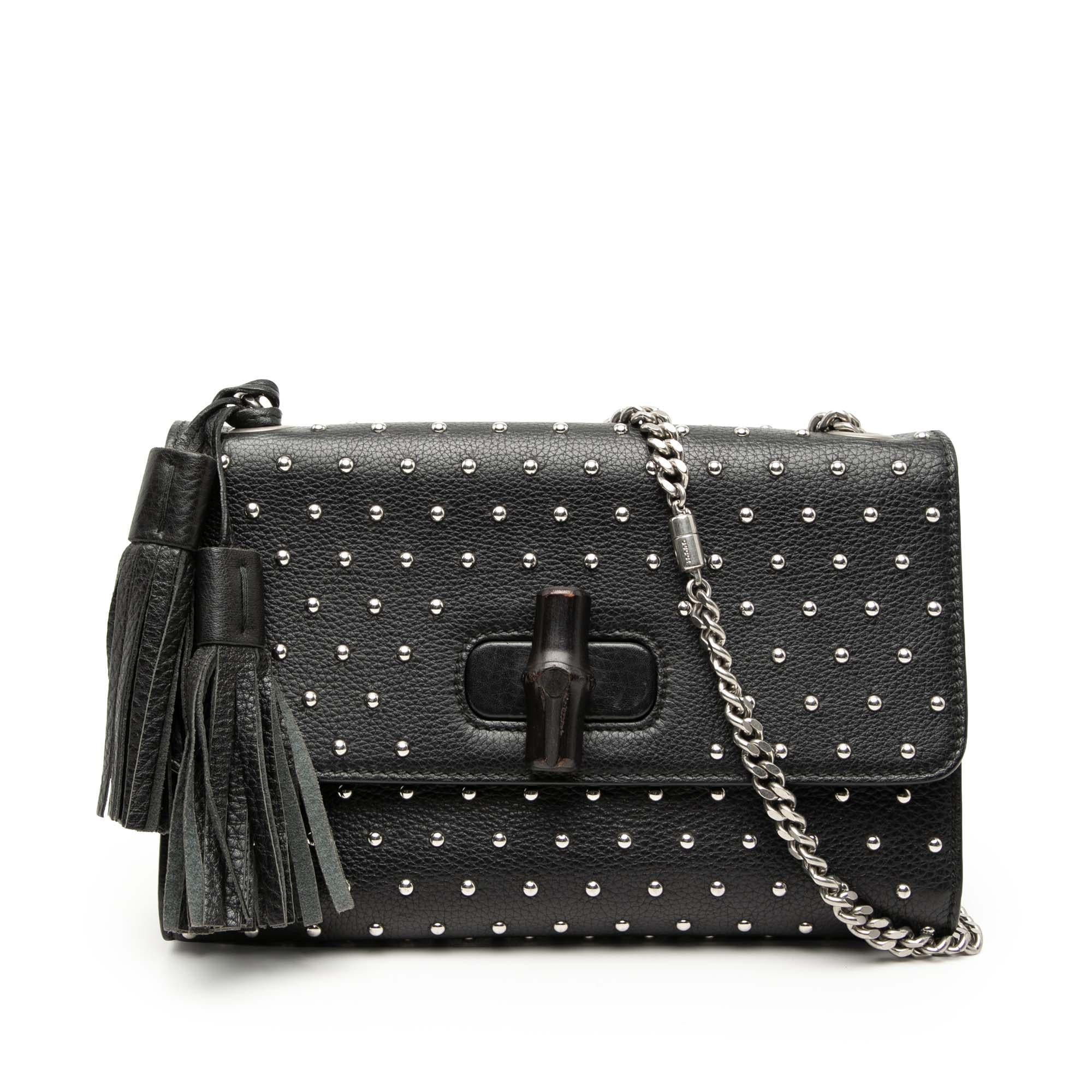 Gucci Medium Studded Leather Miss Bamboo Crossbody