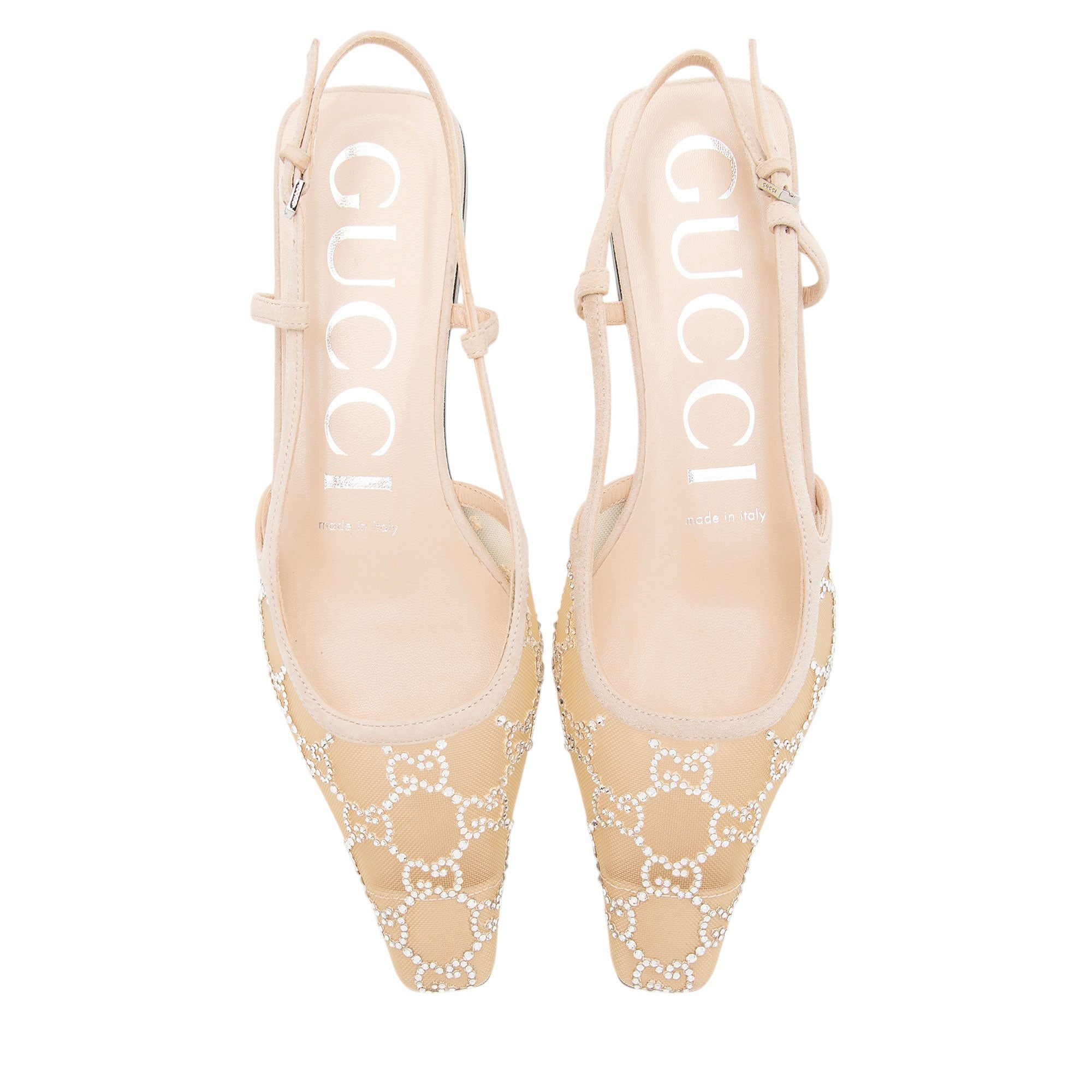 Gucci Mesh Crystal GG Slingback Ballet Flats - Size 6.5 / 36.5